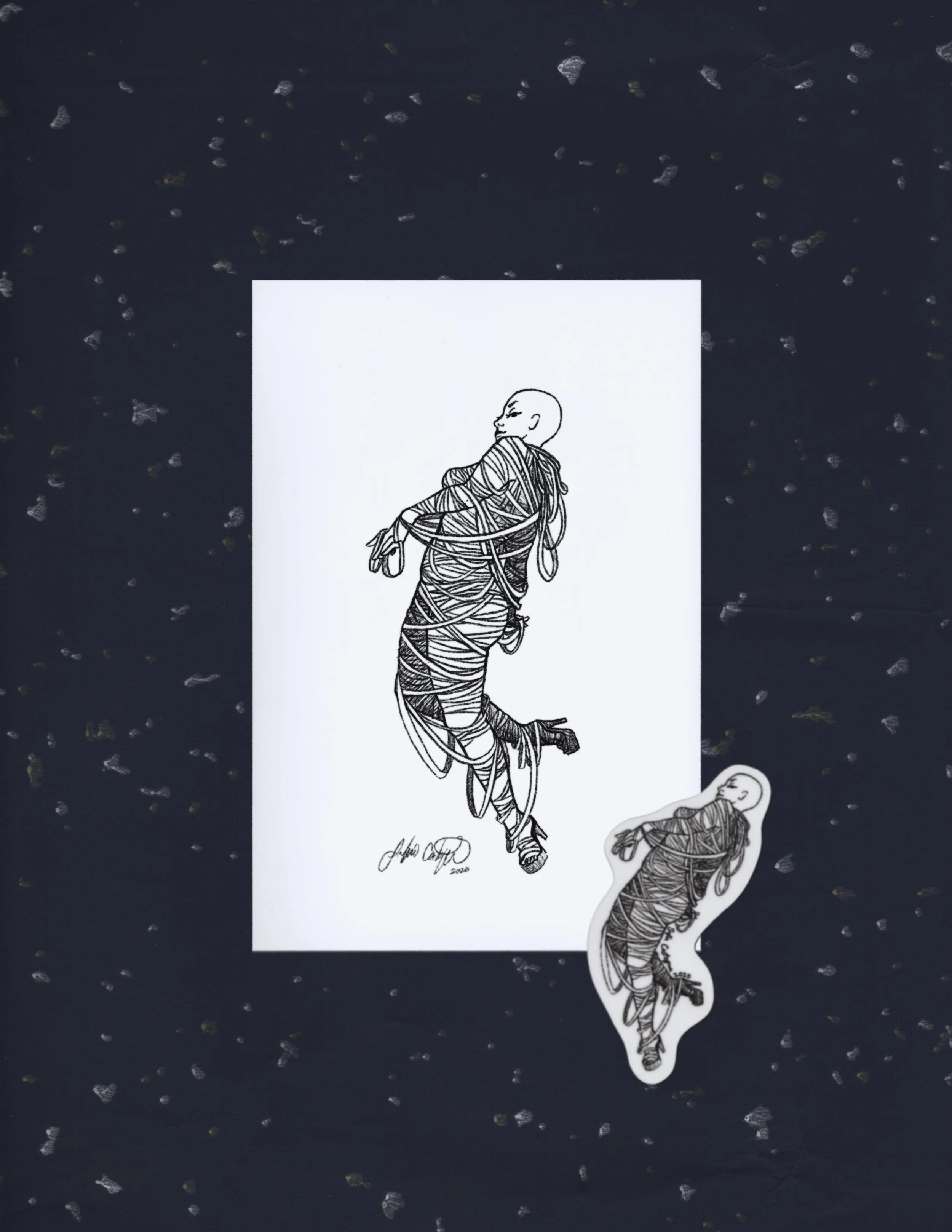 Spooky Lady Print & Sticker pair