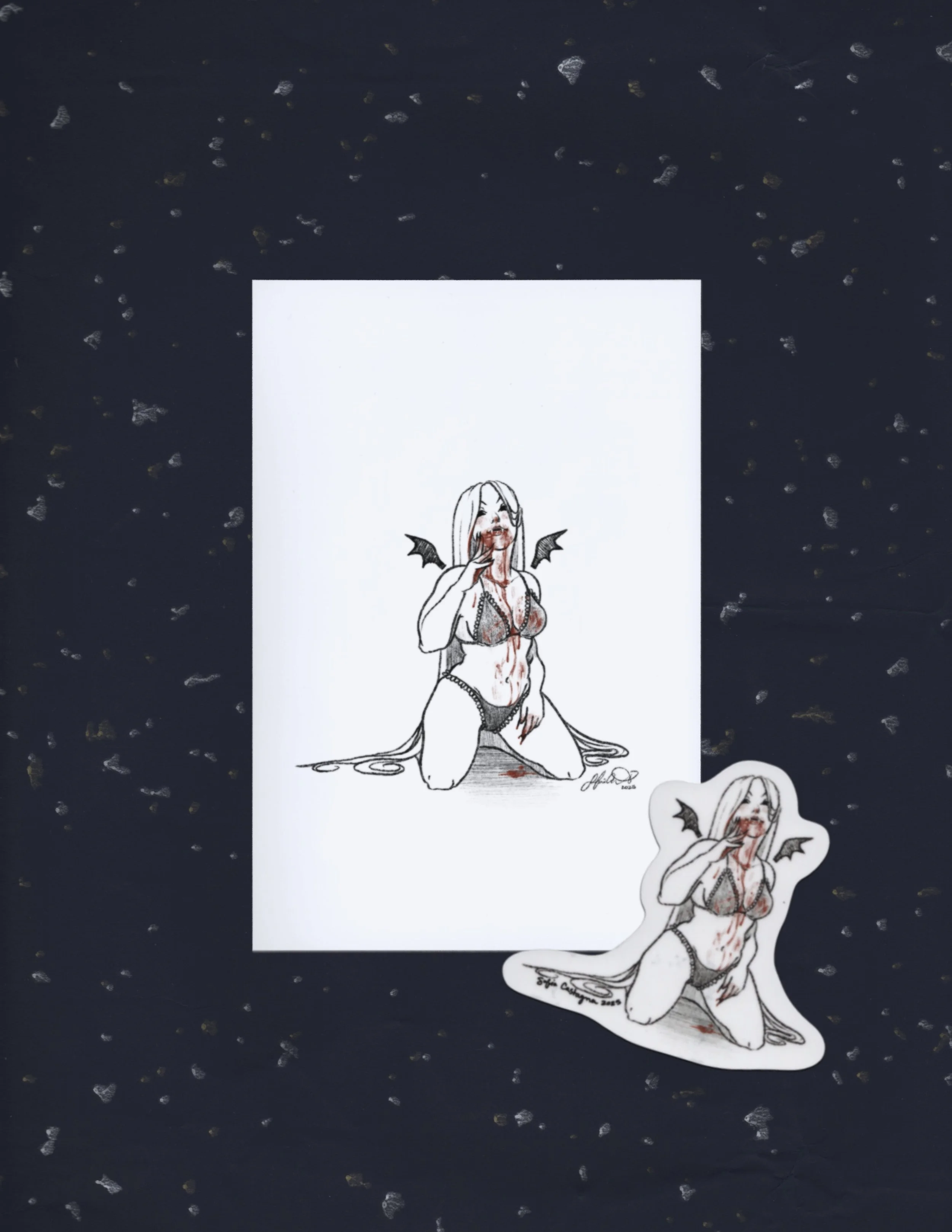 Spooky Lady Print & Sticker pair