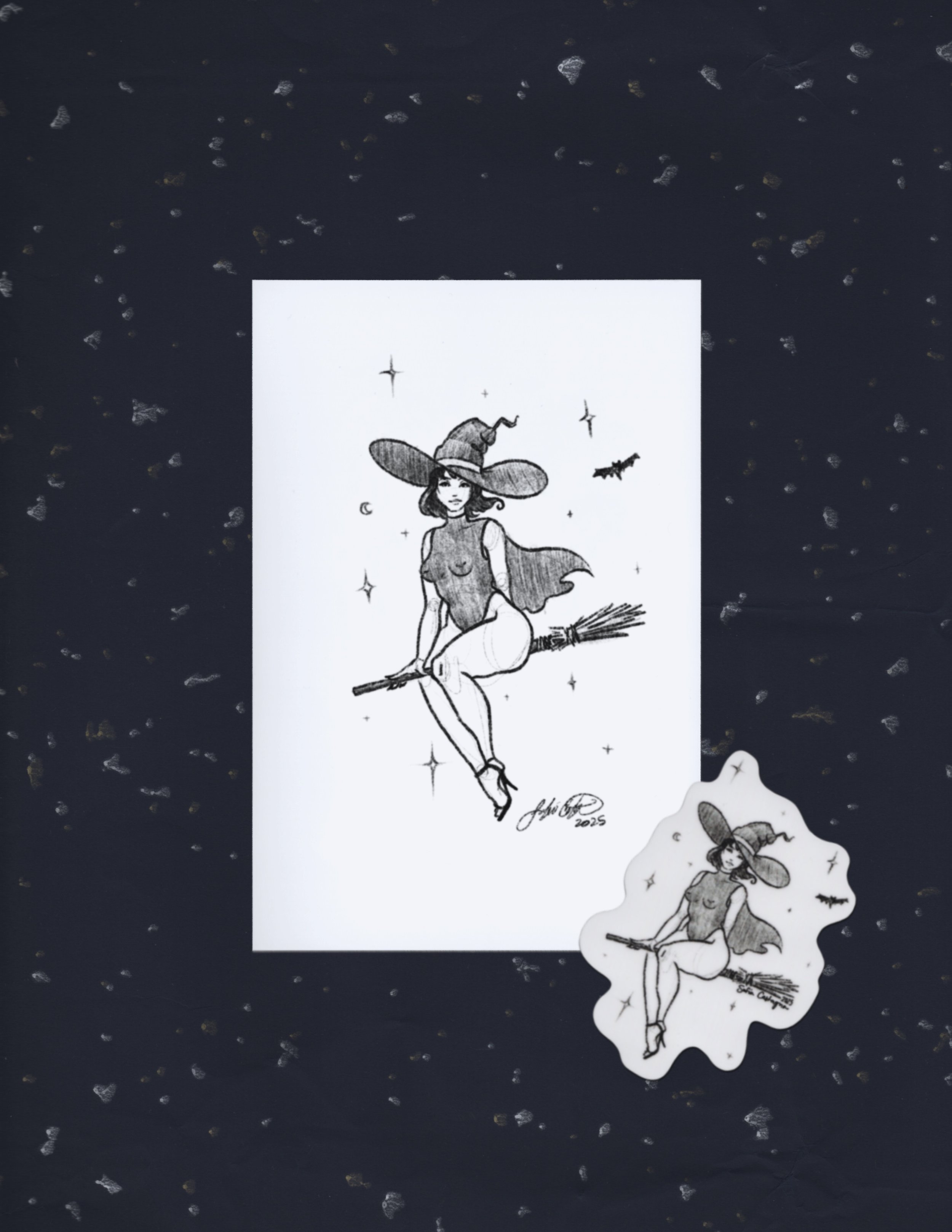 Spooky Lady Print & Sticker pair