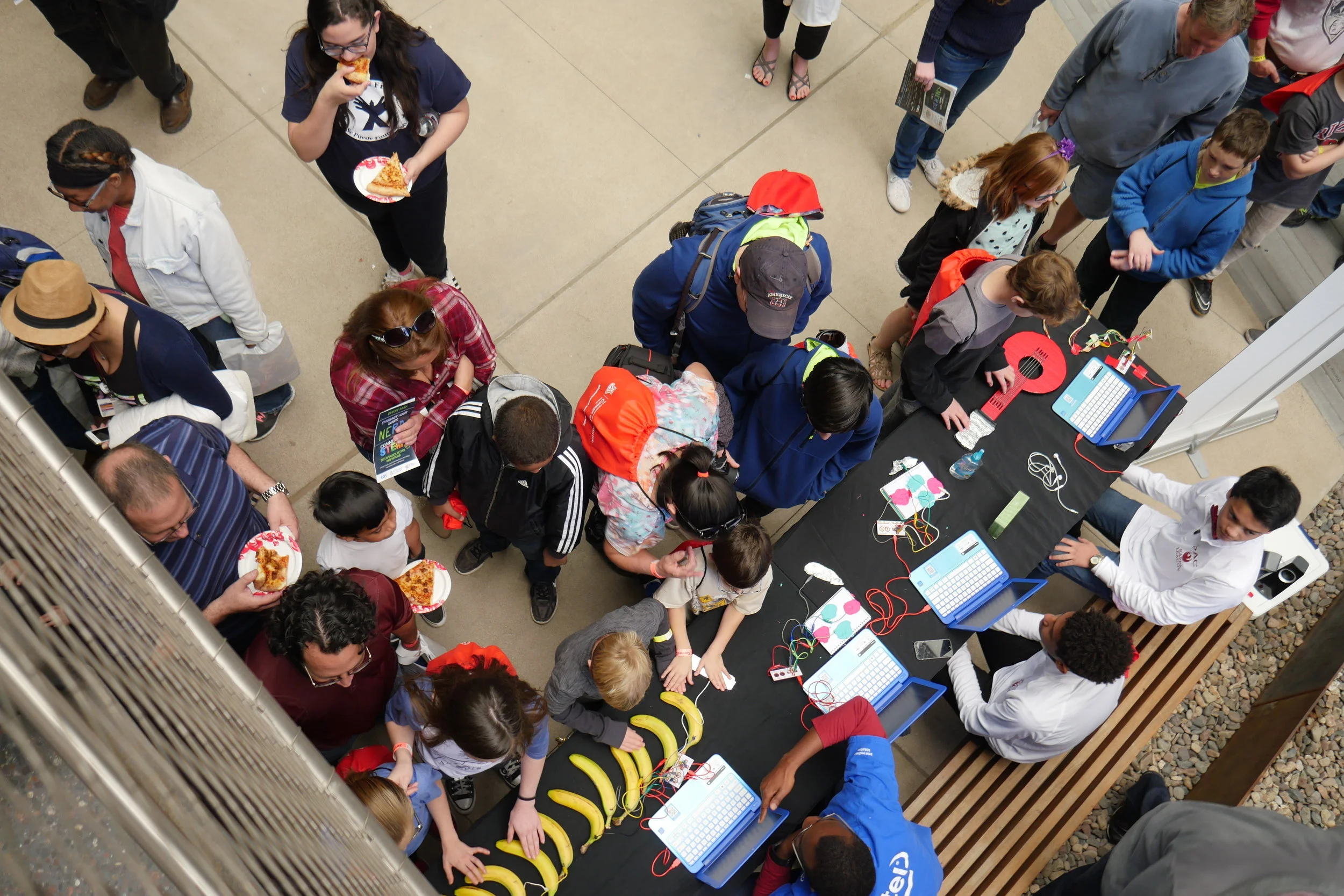Children play with circuit board-based experiments at the Intel booth during Connect2STEM on January 29, 2017 in Phoenix, Ariz. (Nicholas Serpa/DD)