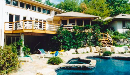 Cedar Deck with White Powder Railing