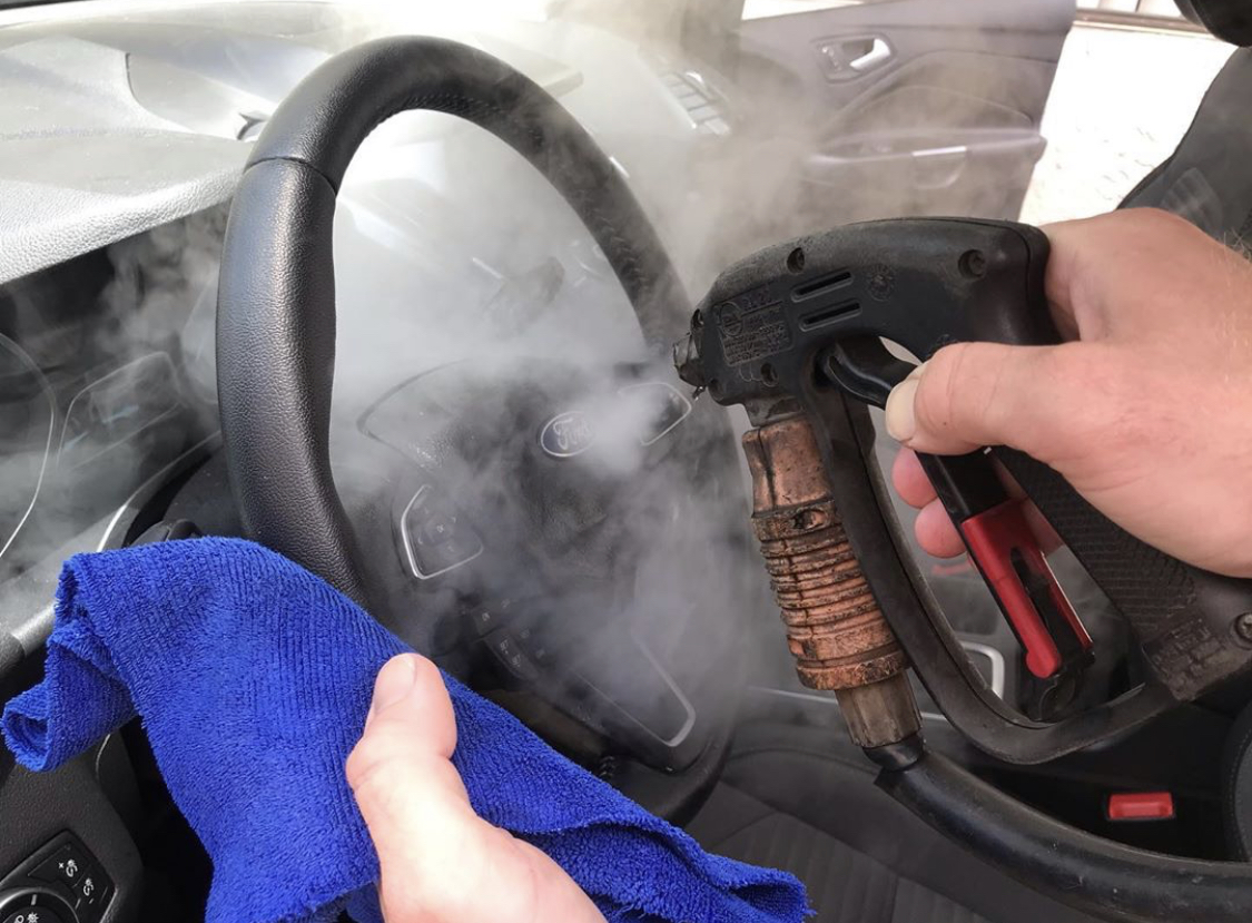 steam method for steering wheel cleaner