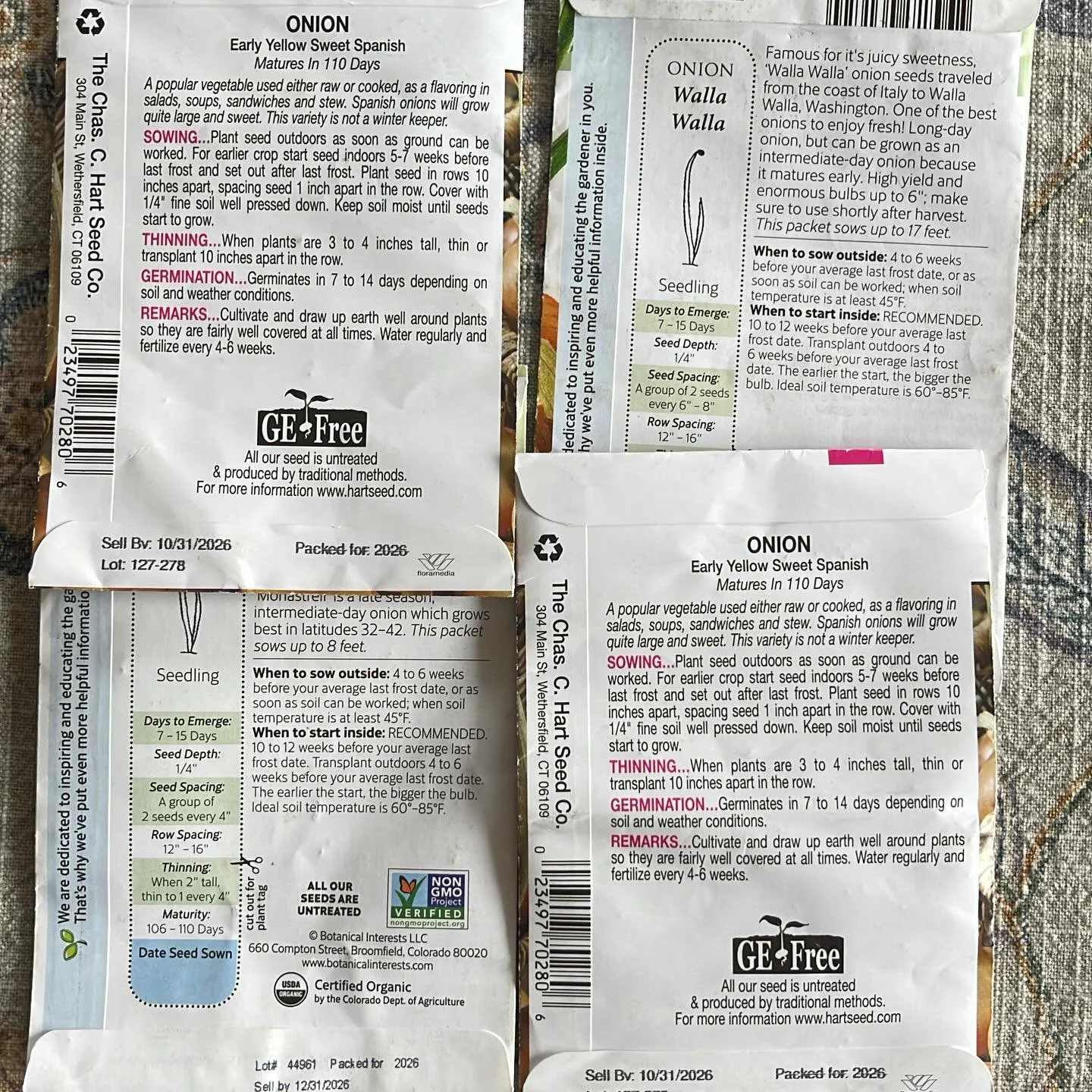 It&rsquo;s onion time baby! Many people start their onions indoors, but I like to direct sow whenever possible. These seed packets suggest direct sowing 5 to 7 weeks before the last frost. Since our last frost is typically between April 15 and May 1,