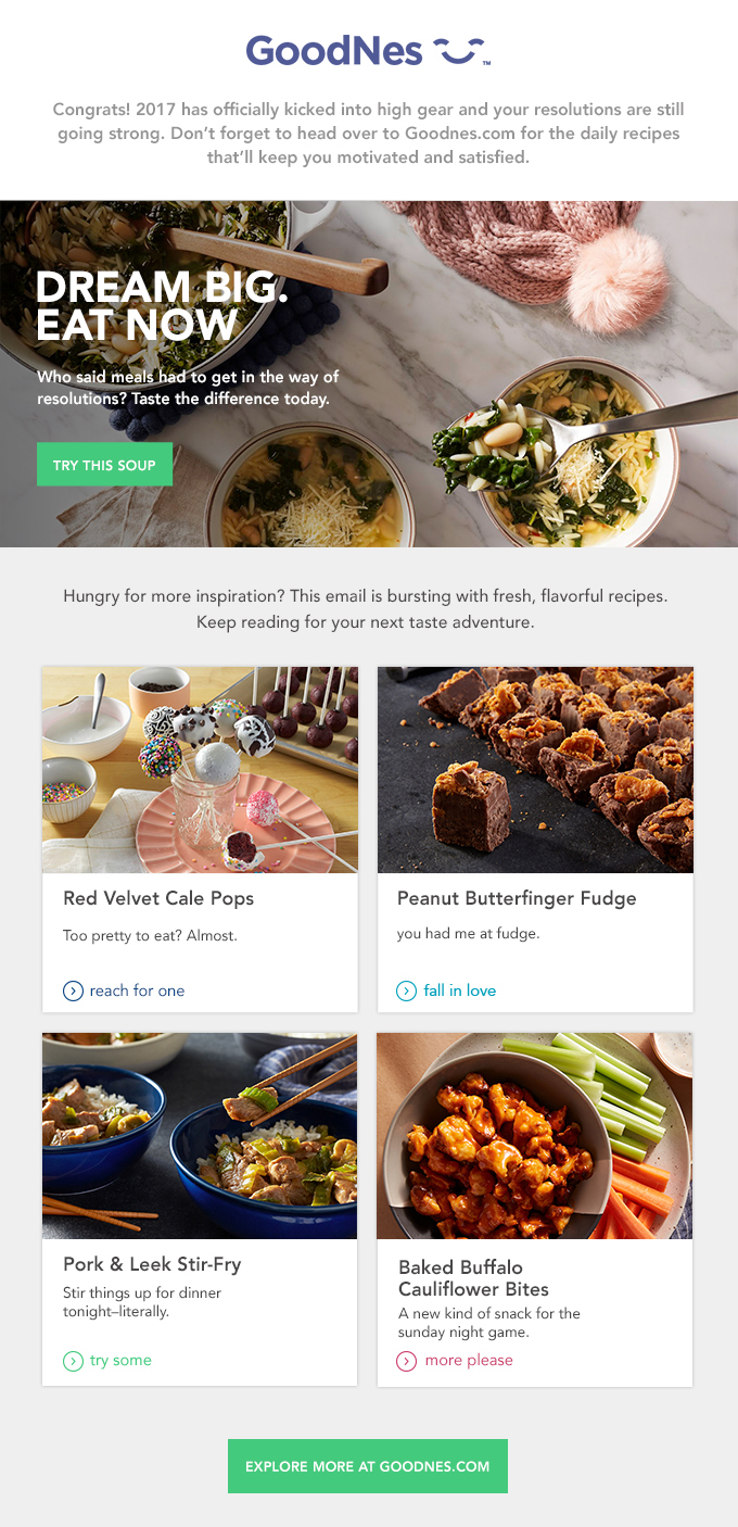 There are dozens of fun and interesting recipes in the GoodNes.com database that my team and I helped bring to life. Check out the site here!