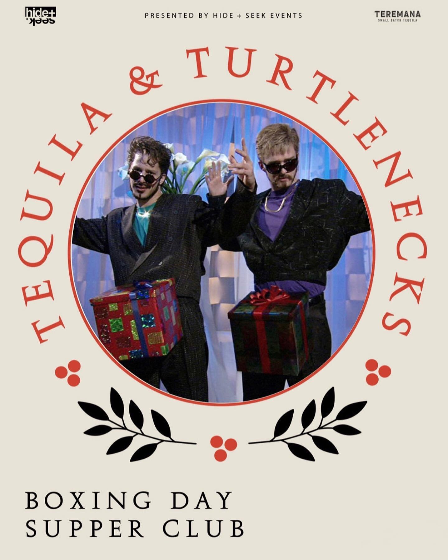 TICKETS ARE ALMOST GONE FOR THE BIGGEST BOXING DAY PARTY AROUND - TEQUILA AND TURTLENECKS - $200 Bottles $5 shots of Teremna all night long! DJs @rashadrawkus @erikmanese @jfresh604 - link in bio - see you Monday!