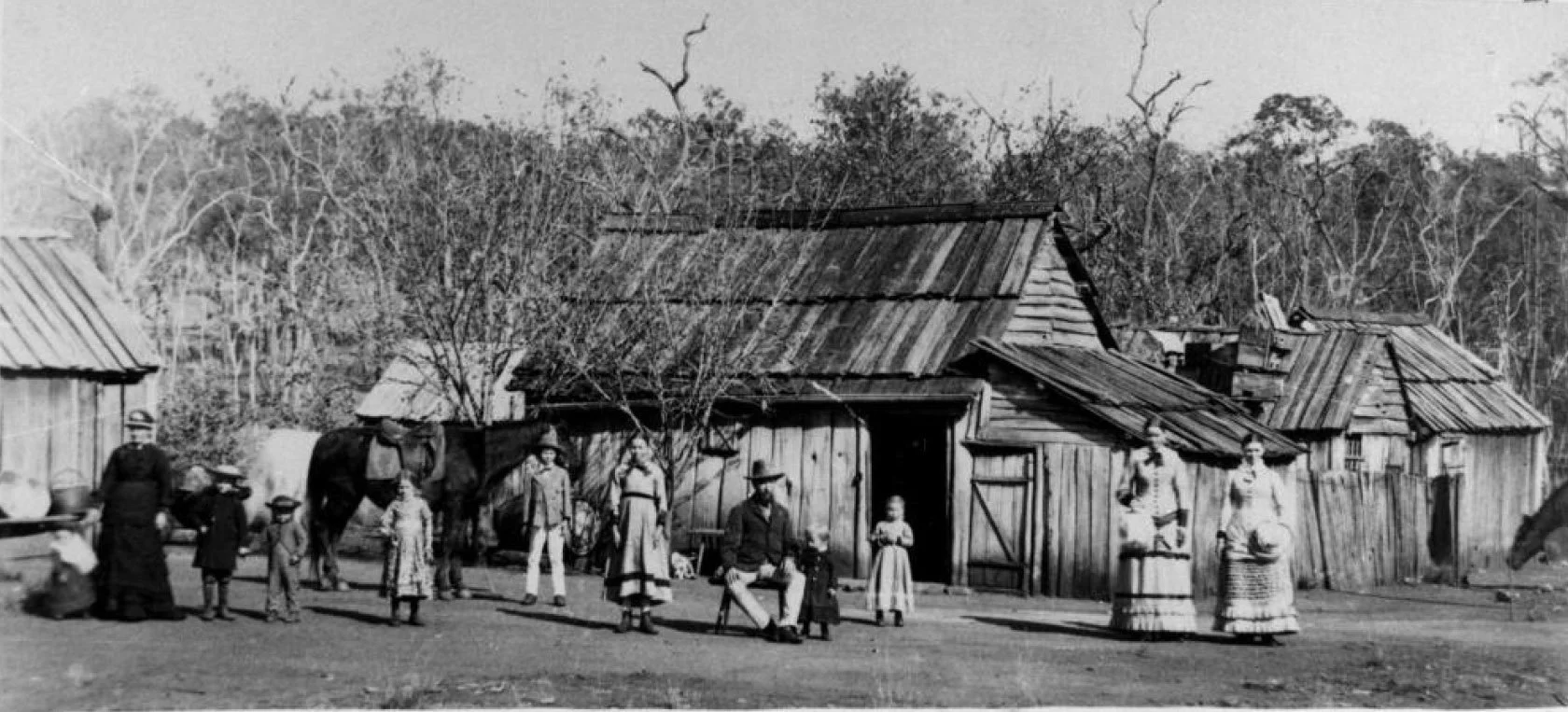   First dwelling of a German settler, Rosewood?, Qld, c.1880 (original caption: 'Erste Wohnhütte eines Deutschen Ansiedlers') | State Library of Queensland, John Oxley Library   