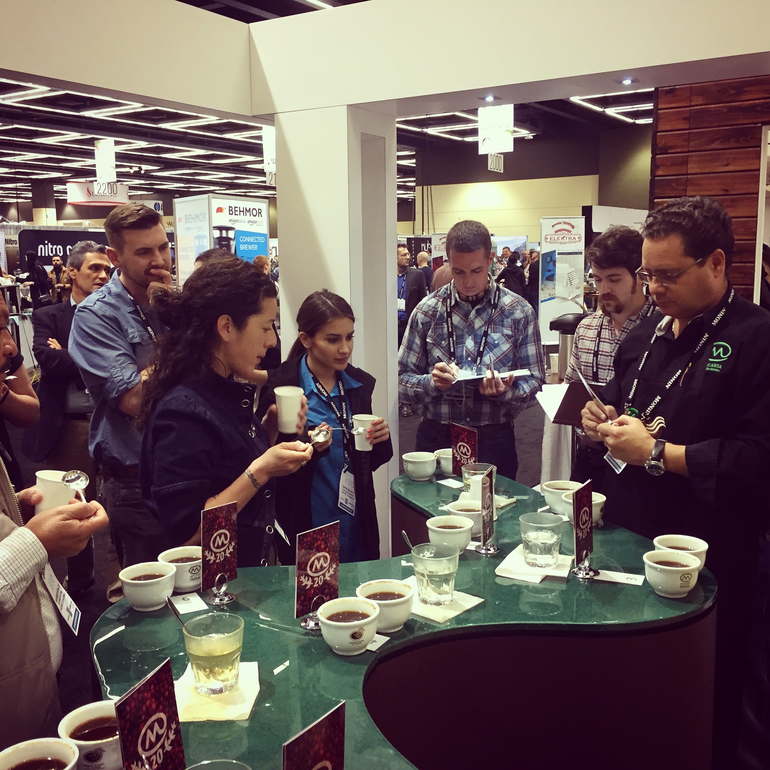 Cupping with Katia at the Mercanta booth.