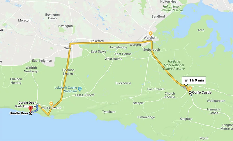 A map showing our destinations connected by the Breezer buses (via google maps)