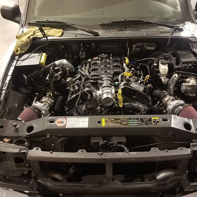 This is what a raptor ecoboost engine looks like inside a 2005 ford ranger. It has been a metric shit ton of work, but it's in with a 10 speed behind it.
Next week it's off to wiring and then we are gonna burn the tires off the damn thing.

#fatfende