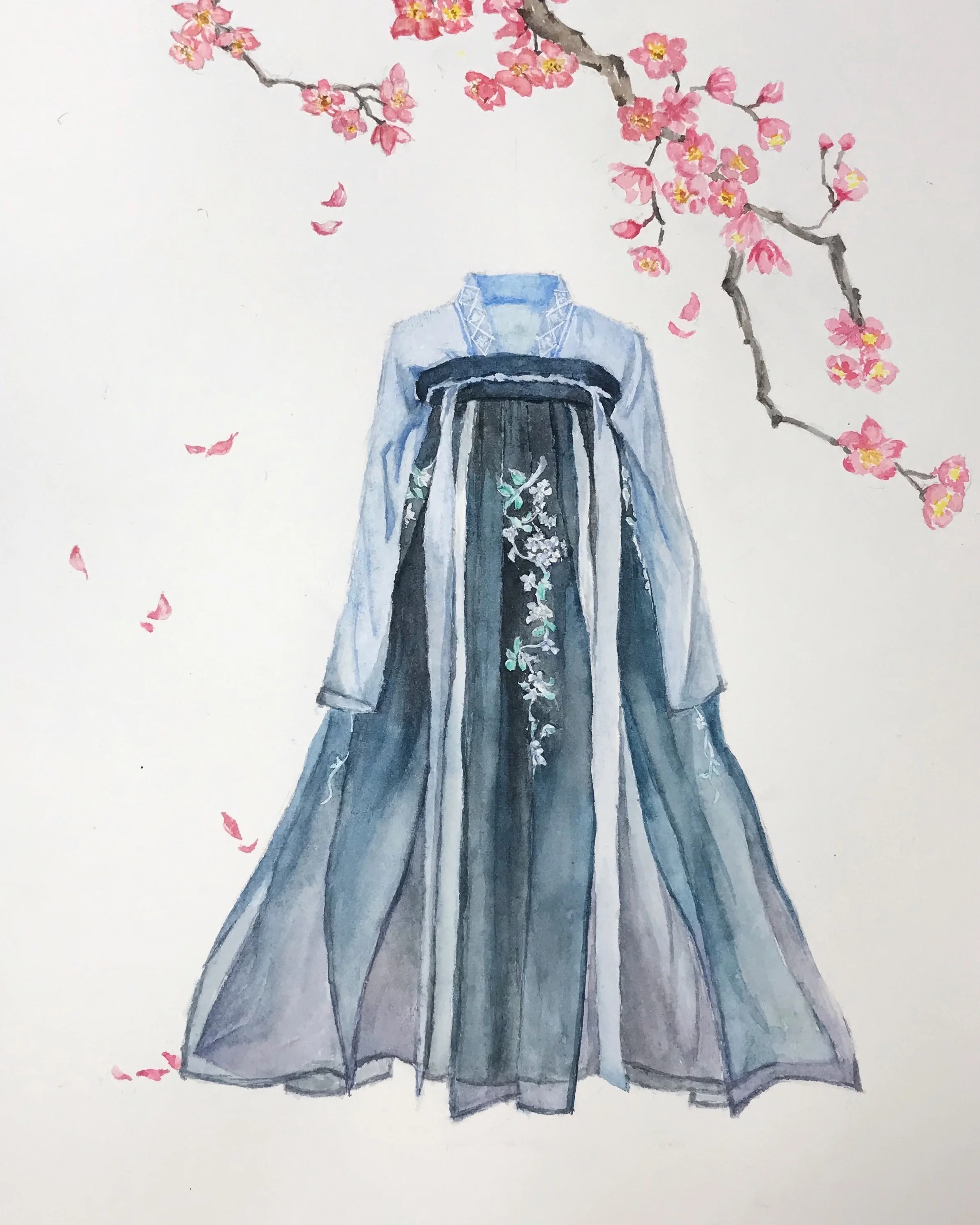 汉服:绣花青衣