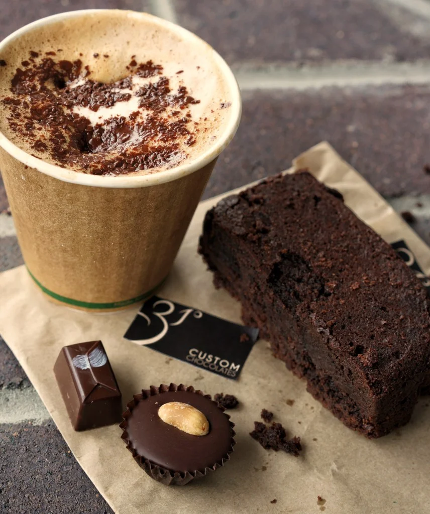 Mocha, brownie, peanut butter cup, and praline…all contain premium Valrhona Chocolate
