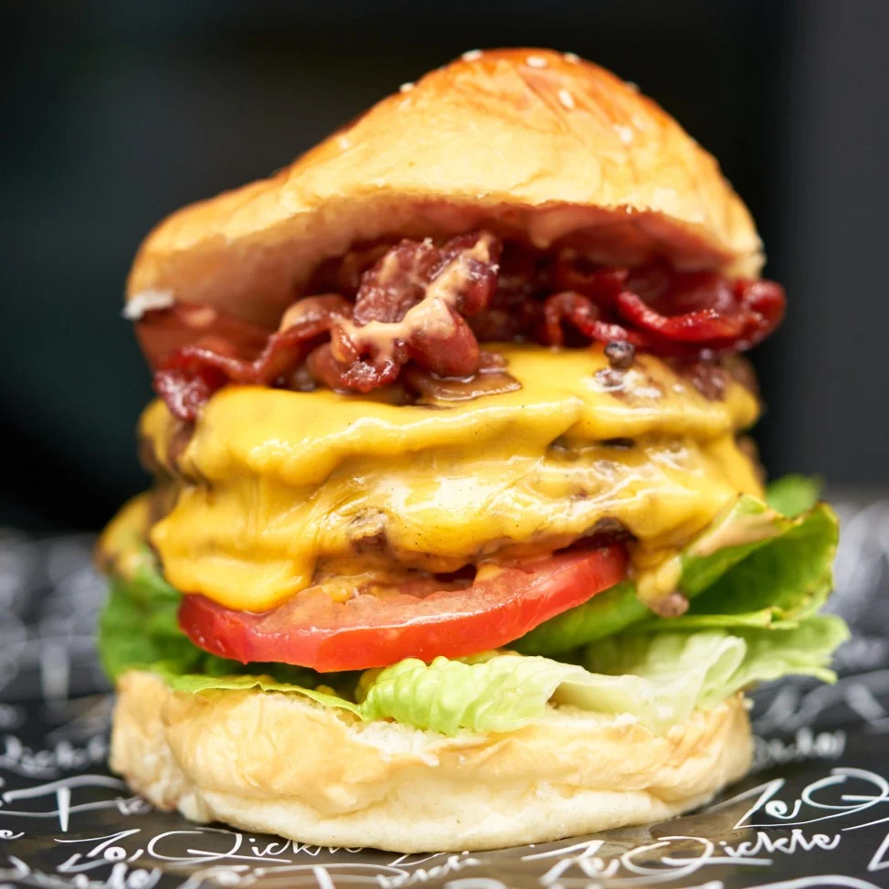 My creation – double beef & nutella candied bacon burger.. one can never have enough bacon <3