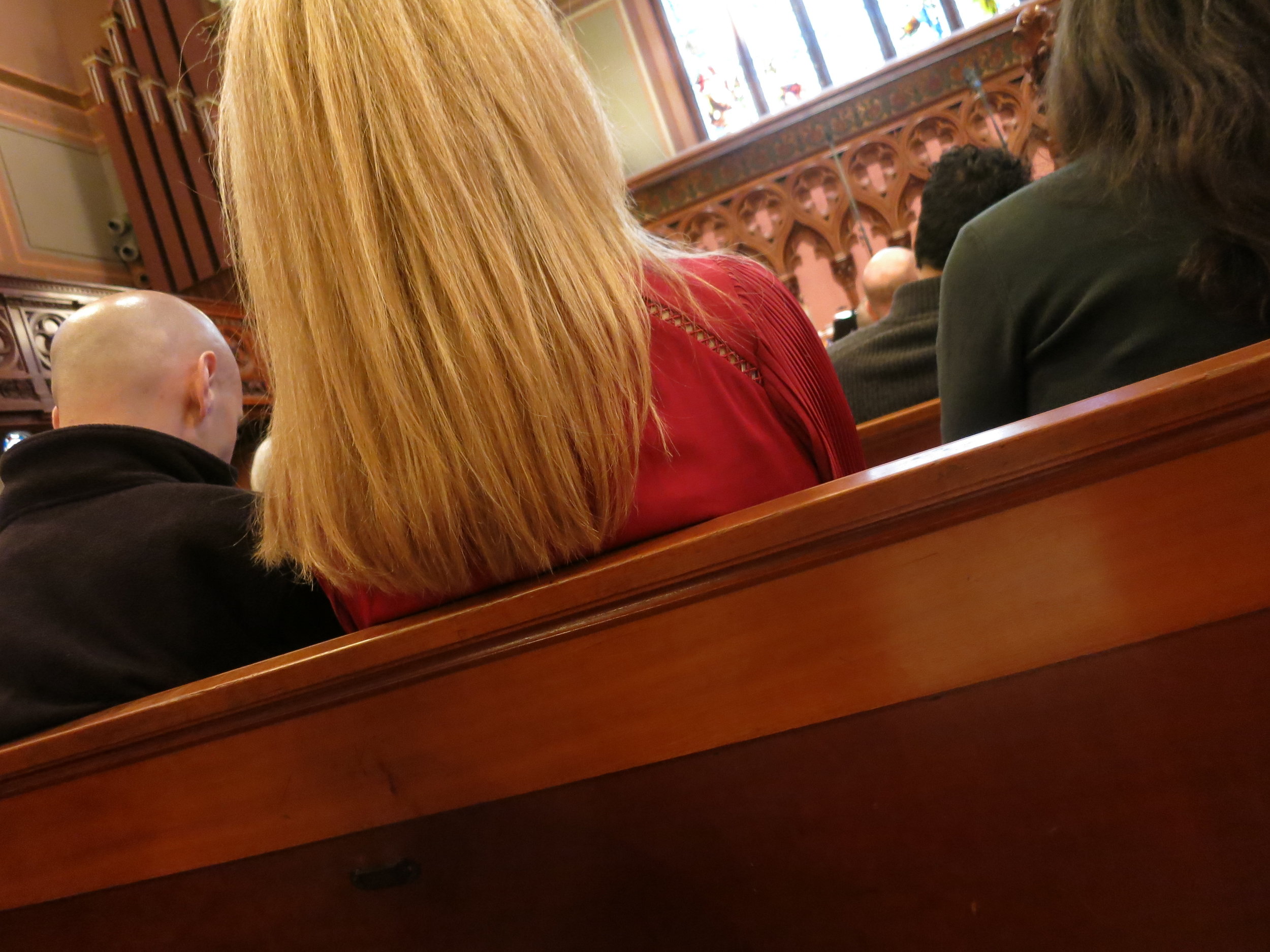 April 23, 2017. An unassuming, bald man with a small head luckily sitting in front of me at a concert was unfortunately displaced by an Amazoness with a giant head and enormous hair. Why me, Lord?