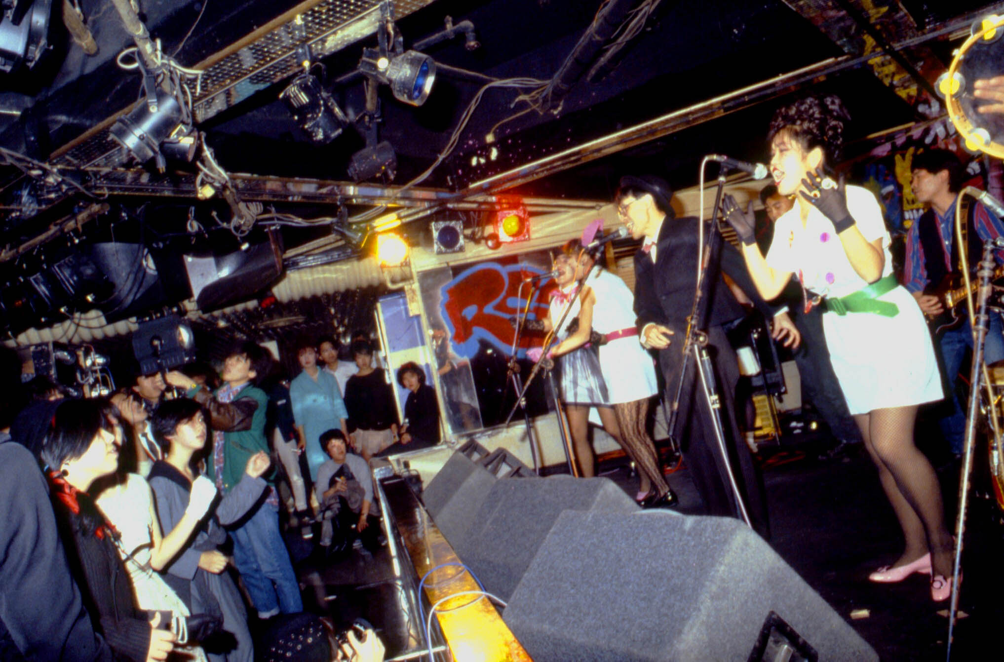 Scooters performing at Tsubaki House with guest vocalist S-Ken, Tokyo, Sept 28, 1983. 