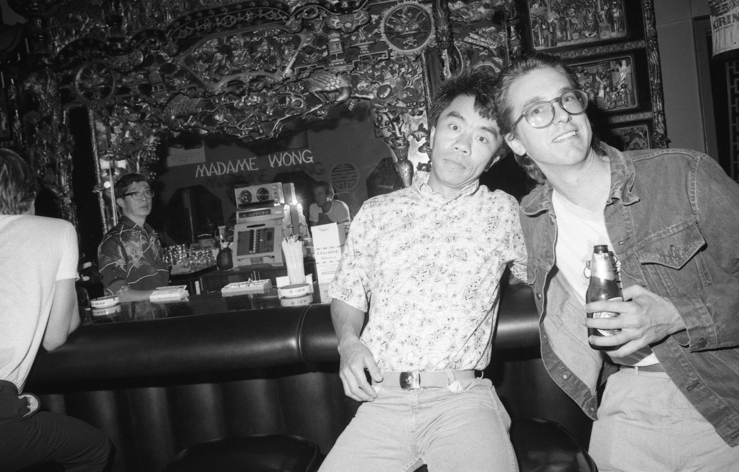 Madame Wong's, Hisao and Tom at the bar. Los Angeles, 1981.