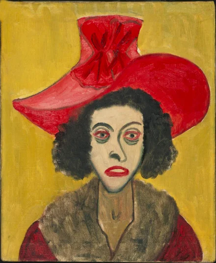 Alice Neel, Woman in Pink Velvet Hat , 1944. Philadelphia Museum of Art. Gift of the estate of Arthur M. Bullowa, 1993-119-3. © Estate of Alice Neel.