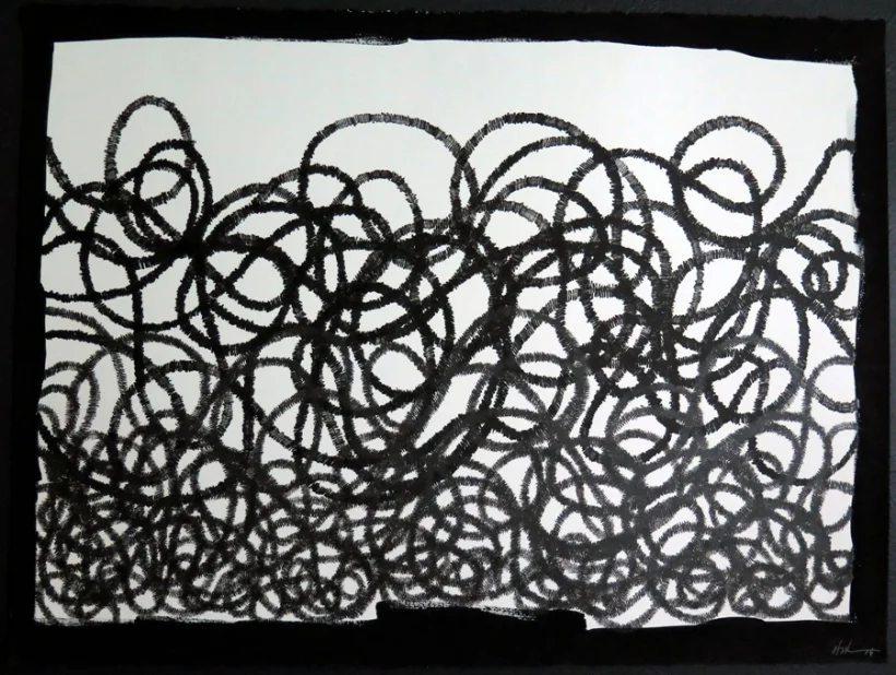 Lyn Horton, Black on Black on White, Small 1, 2016.