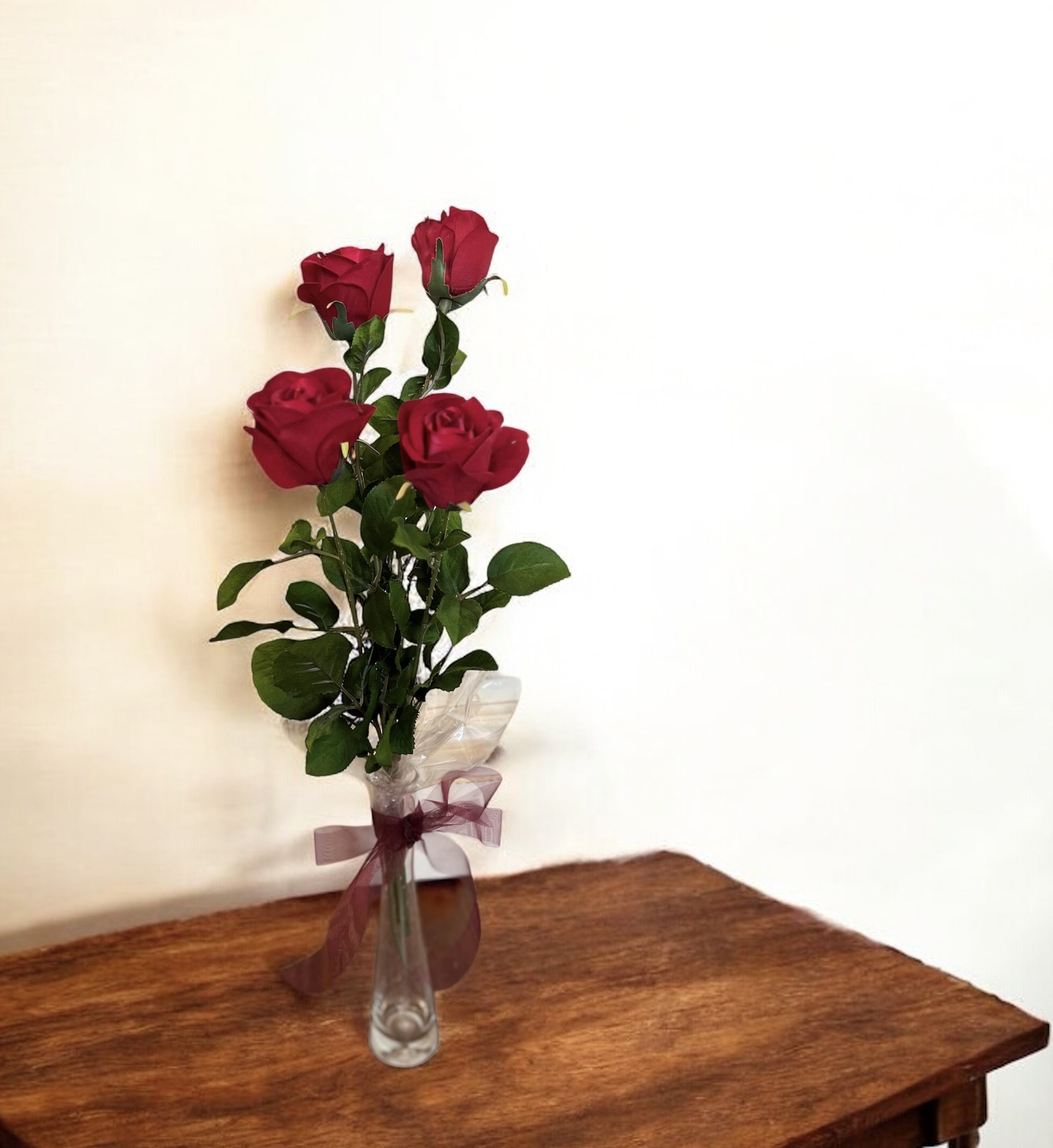 Silk Red Roses in Vase @ Lilypilly