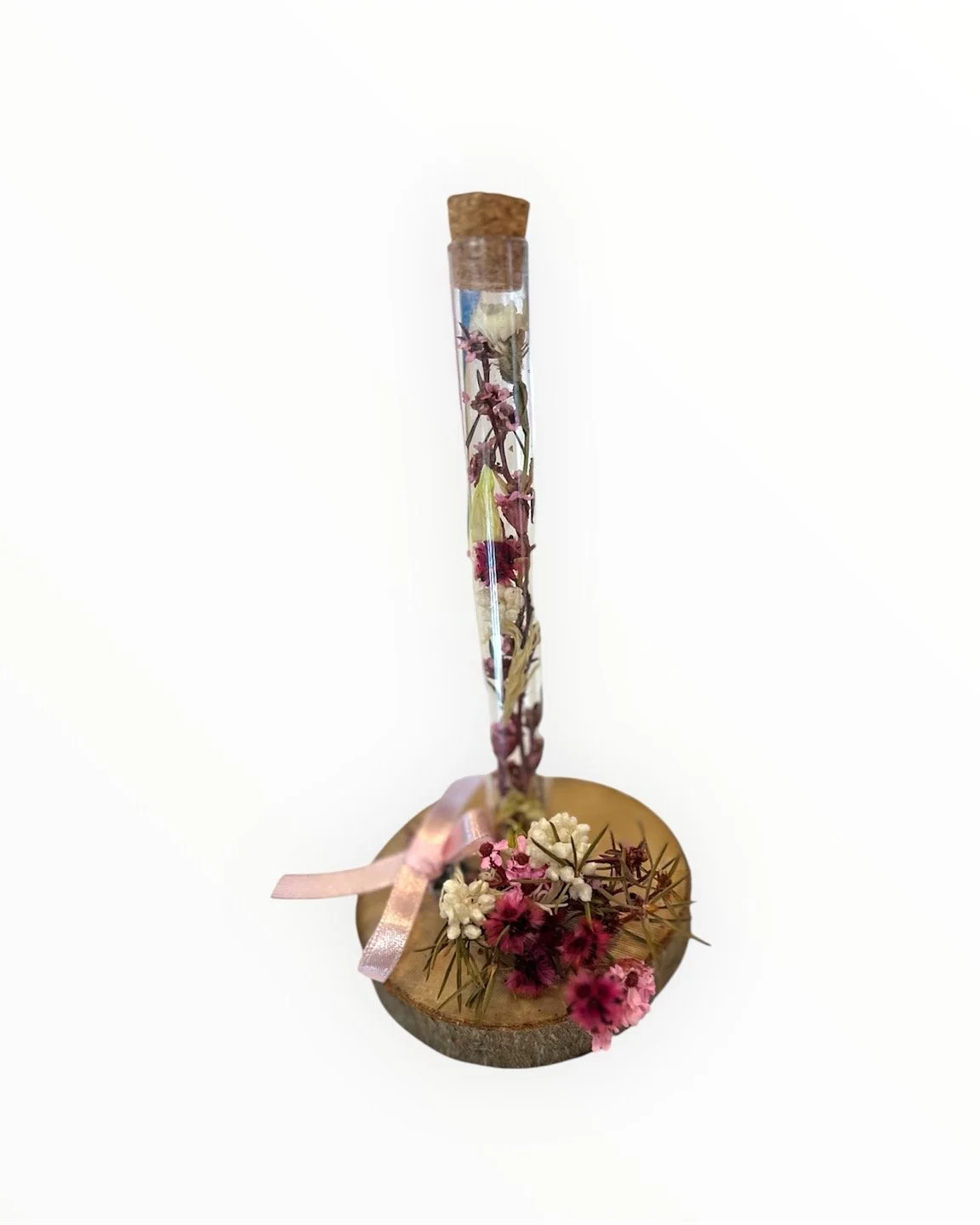 Whisper Blooms - dried flower tube arrangement with petite posy