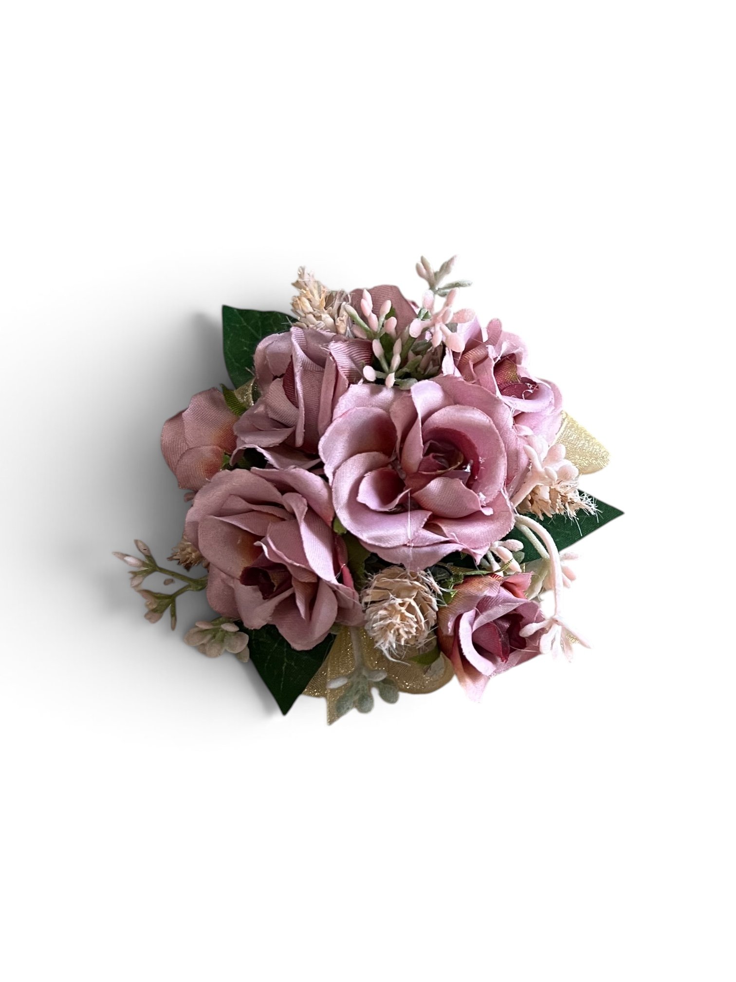 Mauve rose silk corsage made by Lilypilly