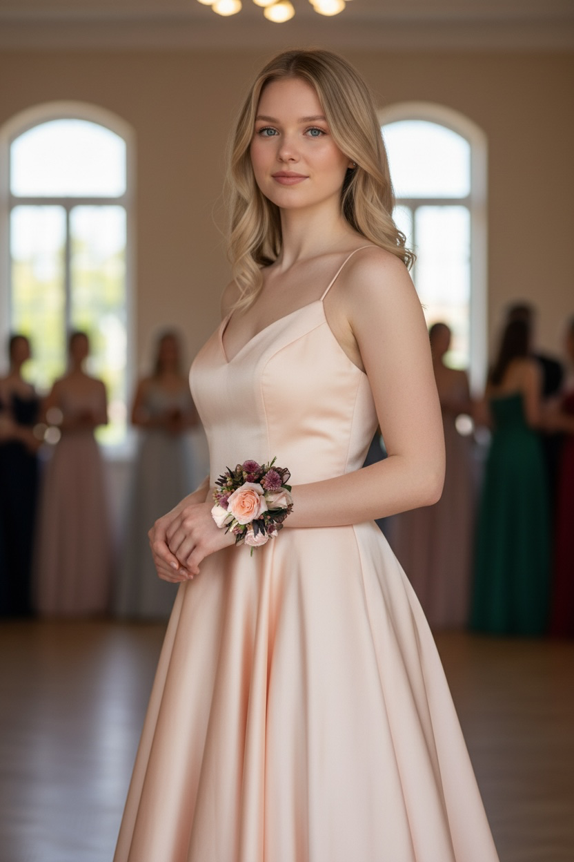 mixed peach/pink with burgndy purple fresh flower corsage by lilypilly