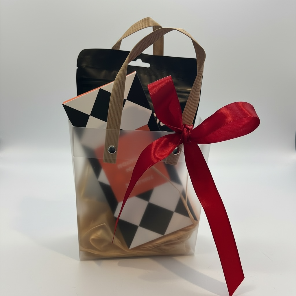 peanut brittle & chocolate in small gift bag