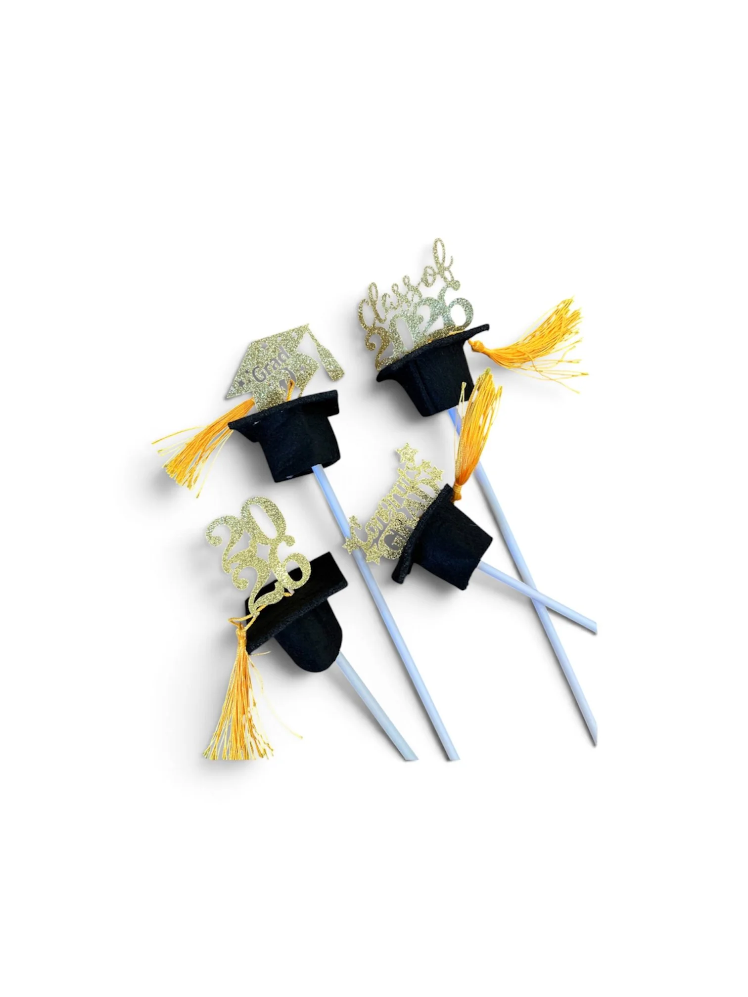 Decorative graduation cap pick with Class of 2026 and Congrats Grad wording, designed as an add-on for flower bouquets.