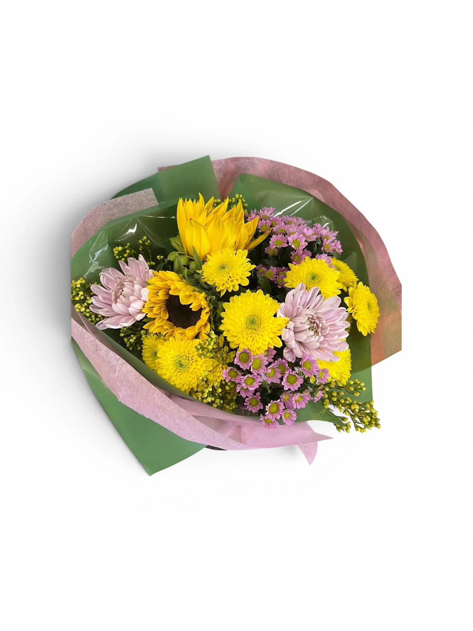 pink & yellow fresh flower bouquet