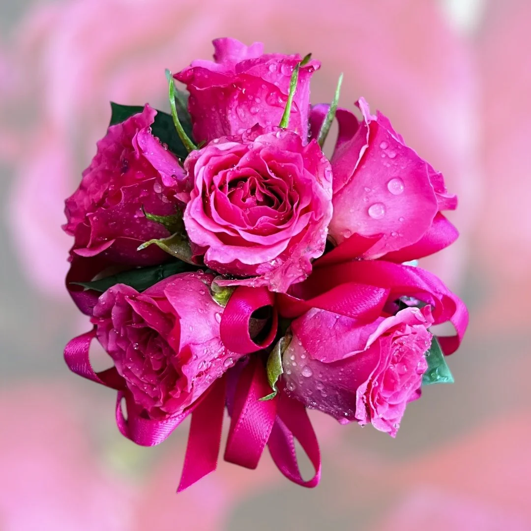Bod & Vibrant: Hot pink fresh rose corsage- stunning floral design in South Perth