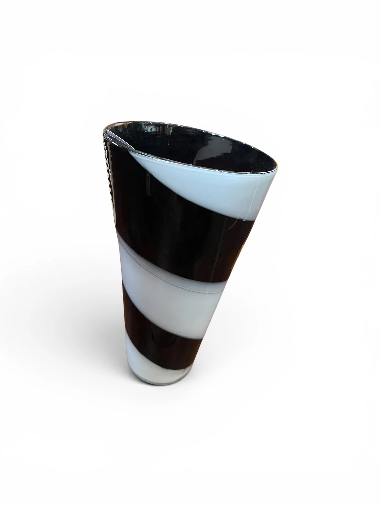 Vintage black and white striped decorative vase available as a gift or filled with fresh flowers.