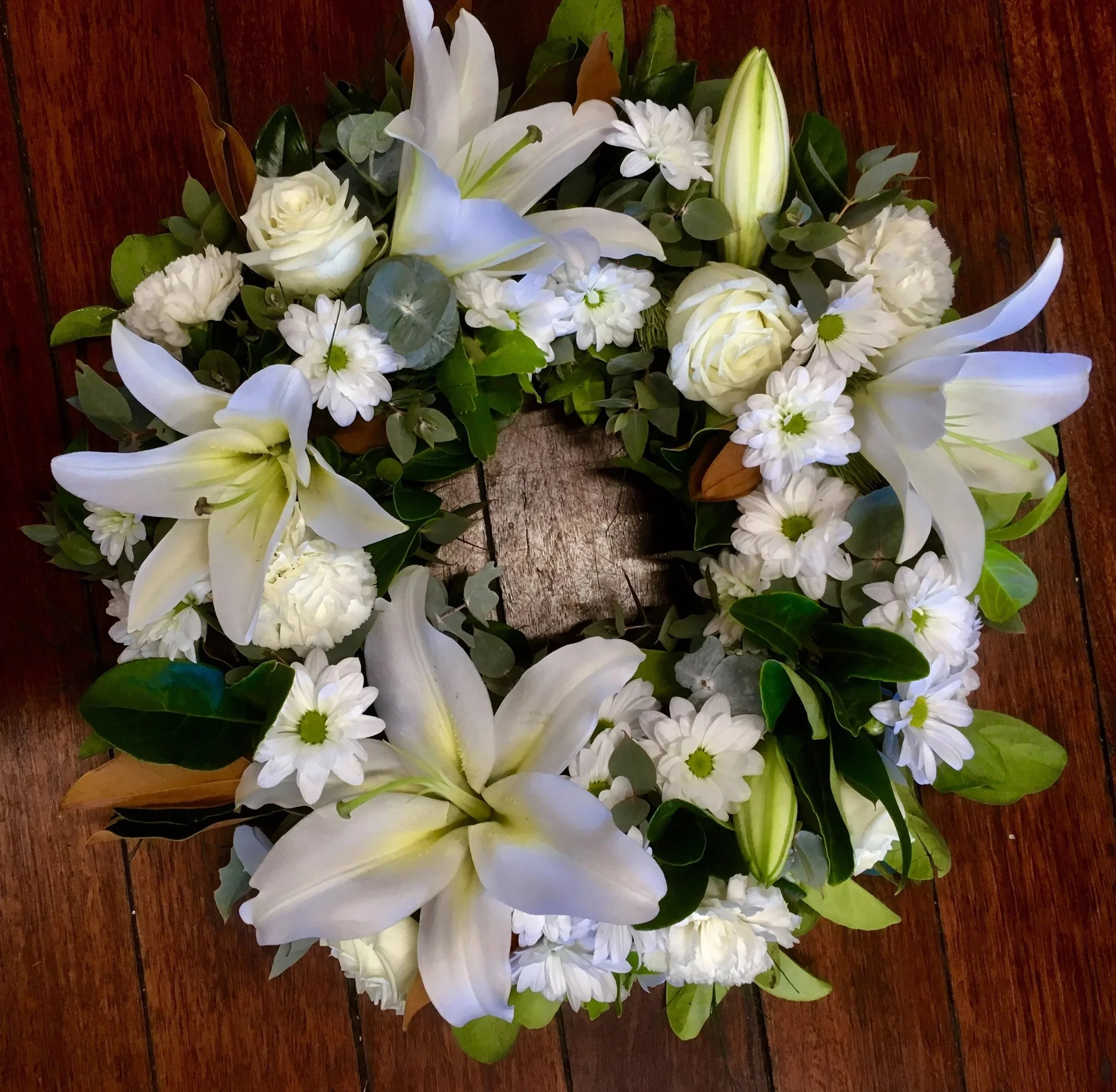 white fresh flower wreath