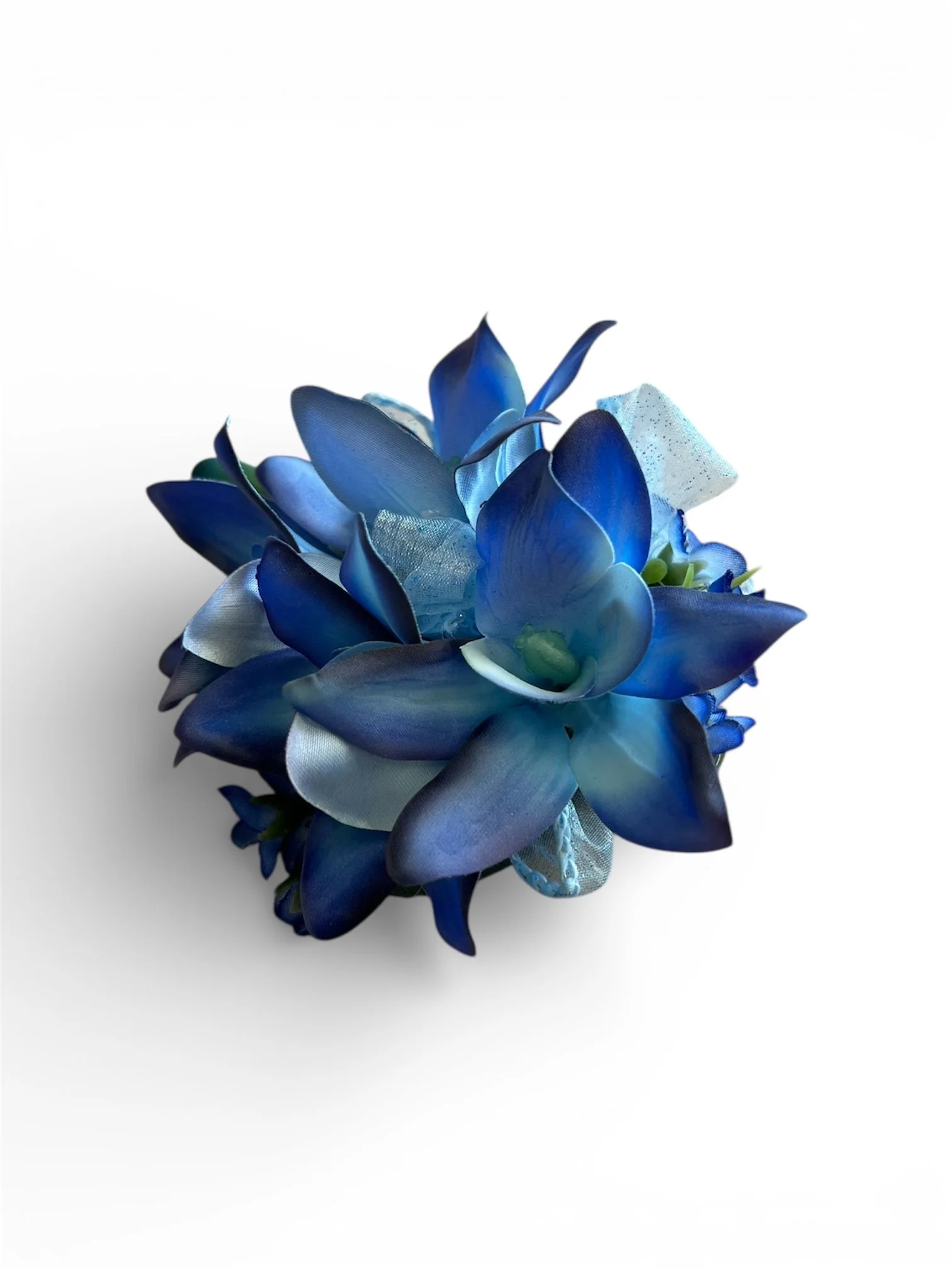 Ocean blue Real touch silk Orchid Corsage and Buttonhole