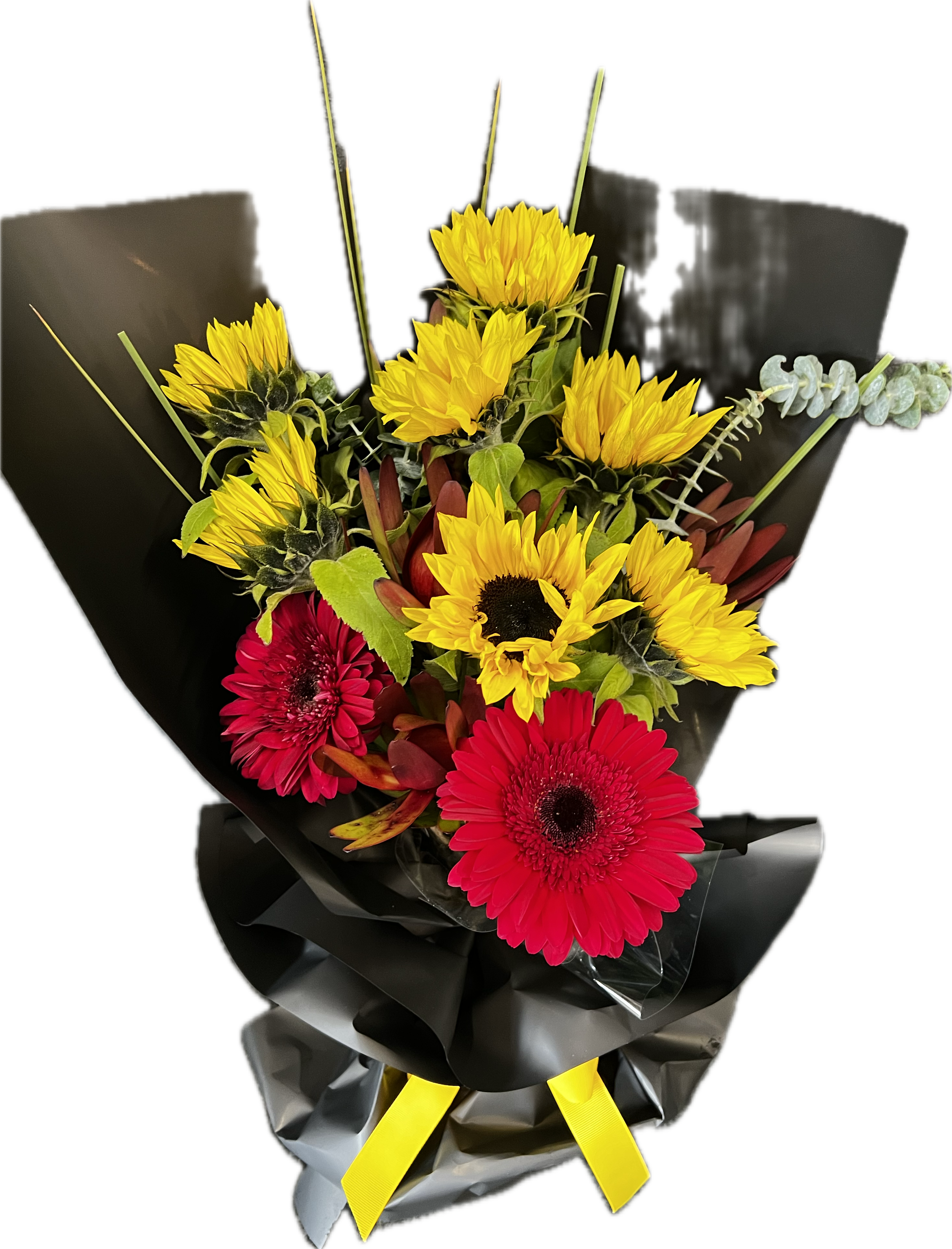 small graduation bouquet of bright seasonal fresh flowers