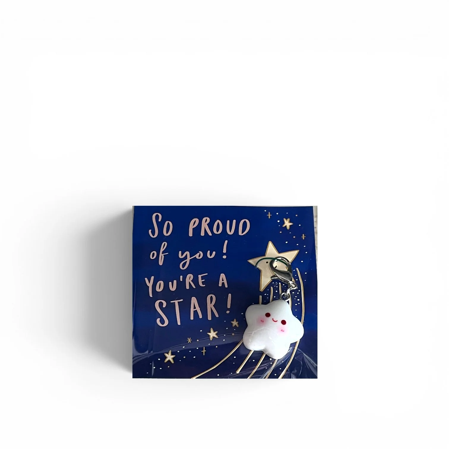 Inspirational keyring charm with “So Proud of You” message, meaningful keepsake gift for celebration and encouragement