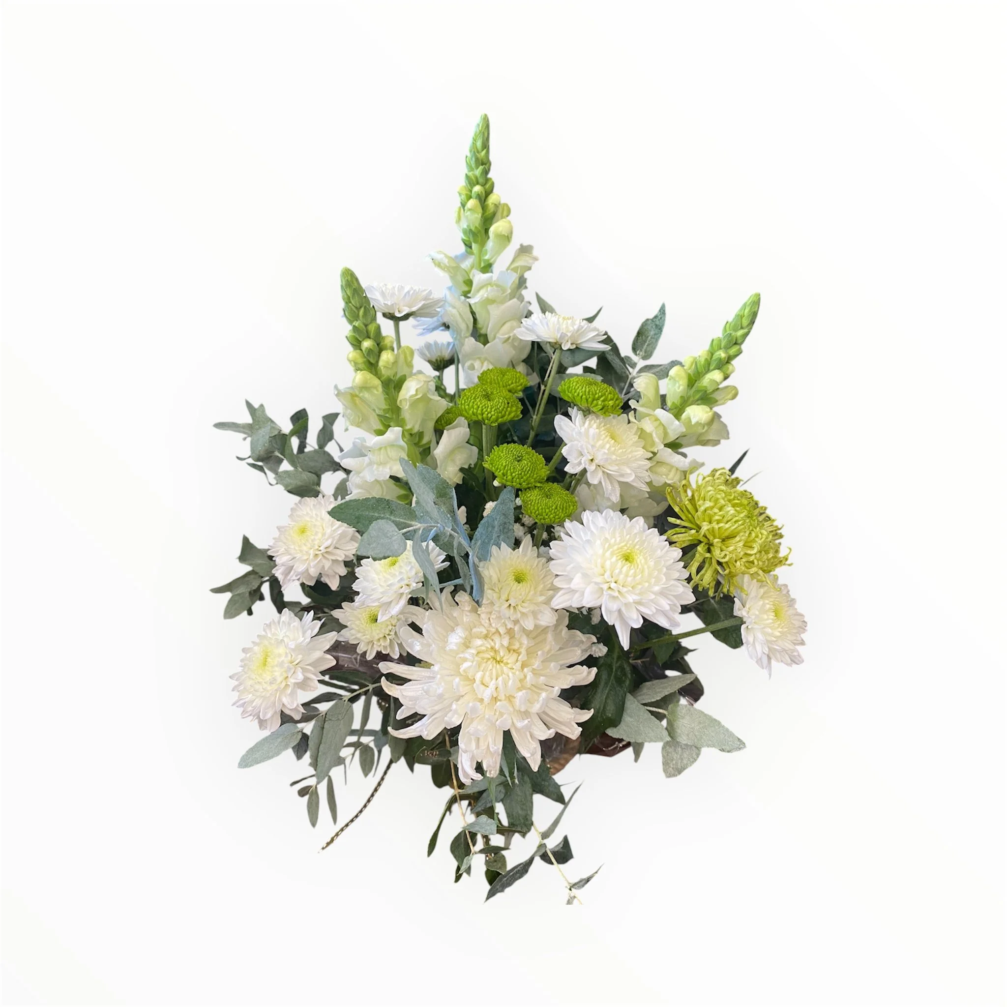 Green & white fresh flower vase arrangement