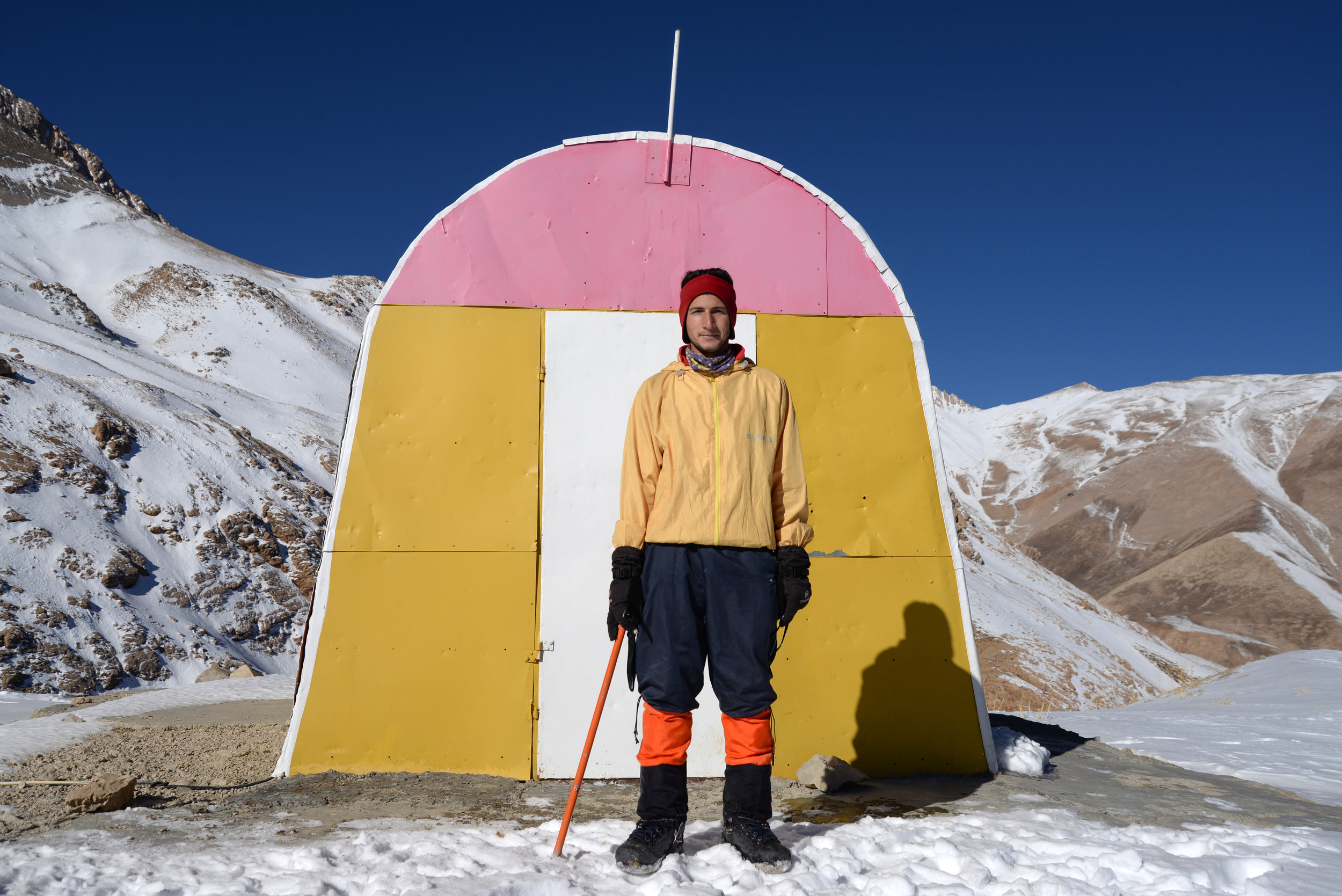  Afshin, a 23 years old guy from the village is the only winter guide for mountaineers and skiers who visit Dena. He directed us from the village to the refugee 