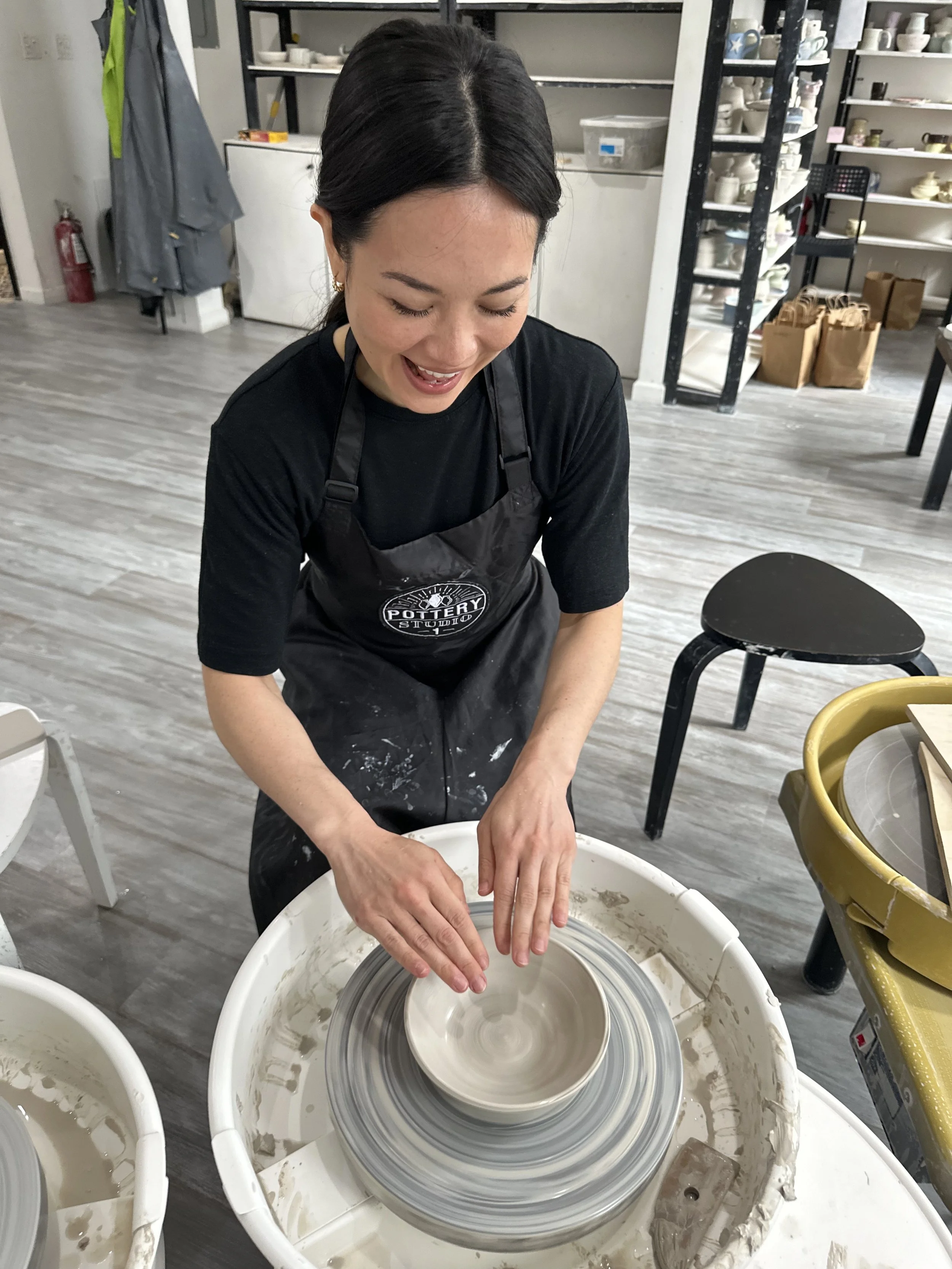 Pottery class with Anna, another friend from Texas 🤠
