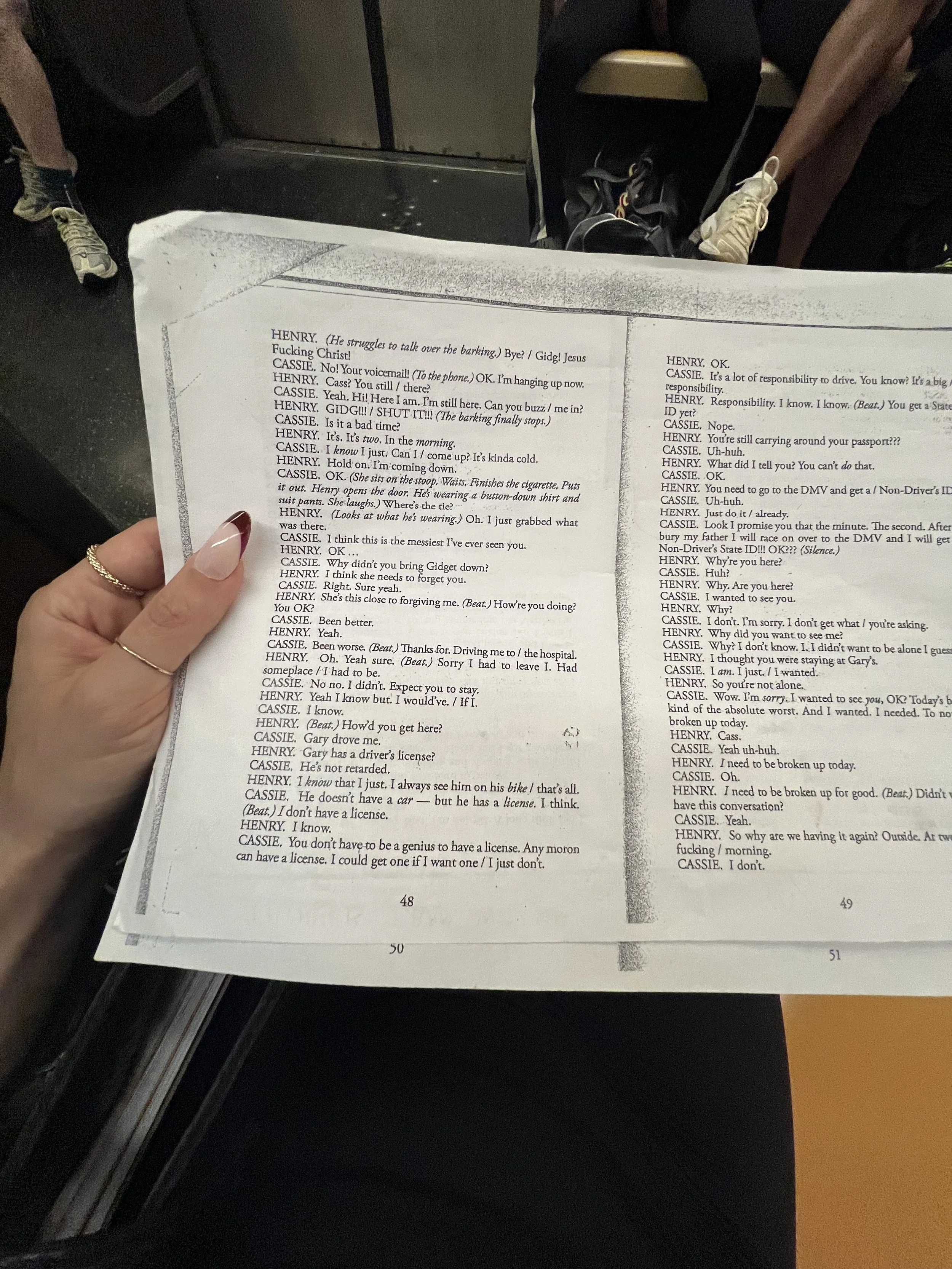 Memorizing lines on the subway, feeling very New York