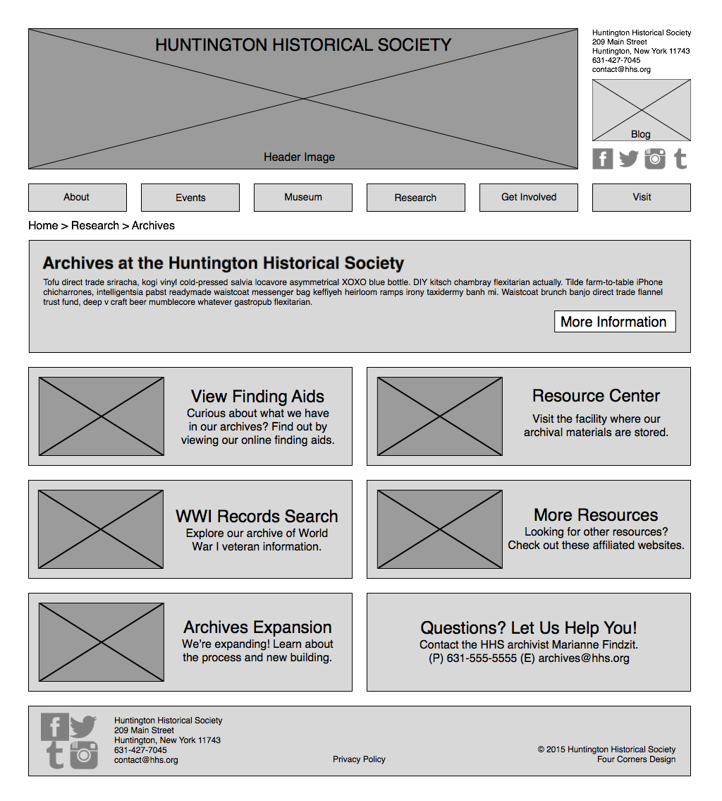 Fig. 13: Archives page wireframe.