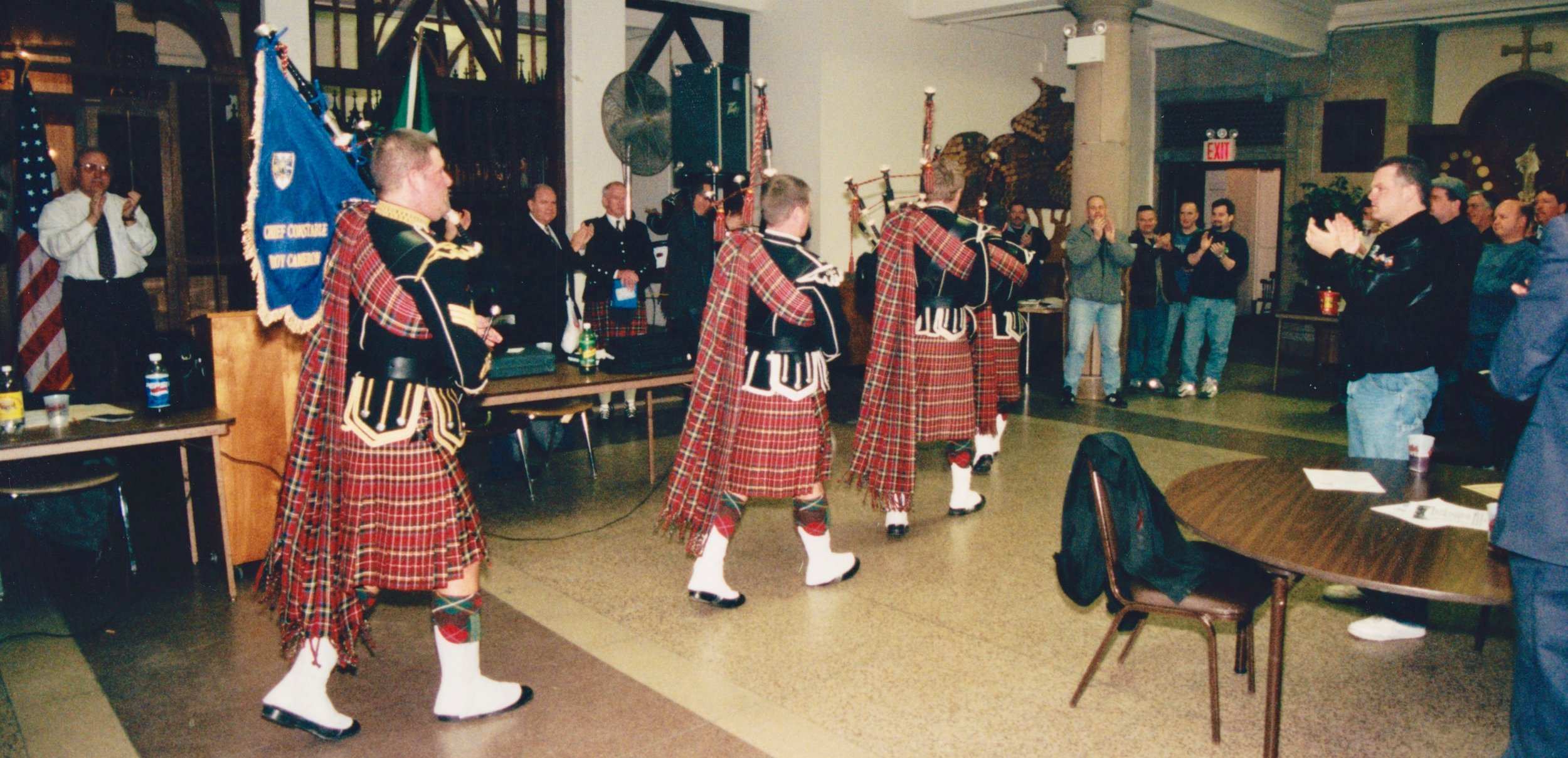 The band playing at a NYPD precinct in Manhattan