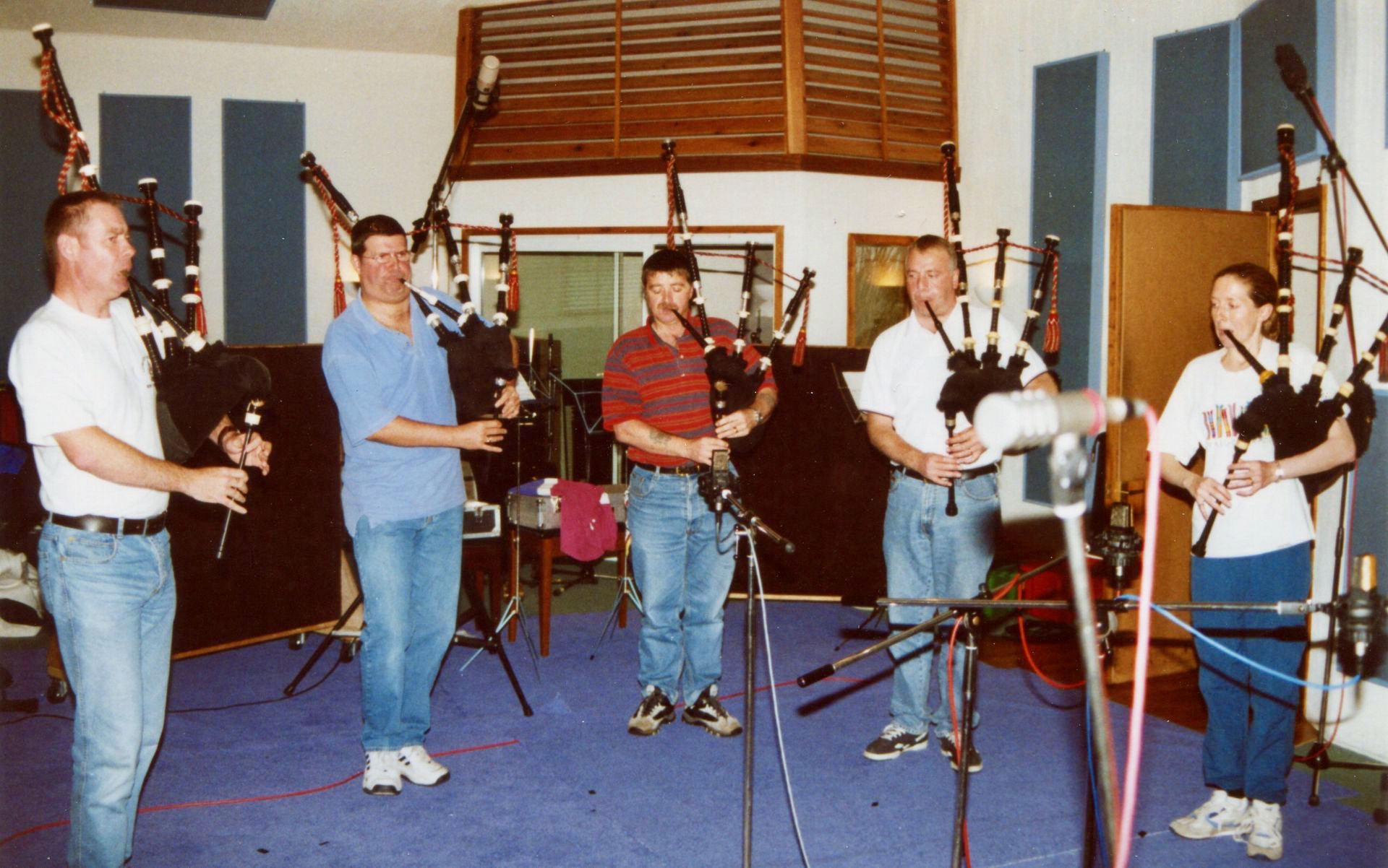 In the recording studio a few years back. Left to right, John Fraser, Me, Rab Fairbairn, Kenny McBride and Jenny Hazzard