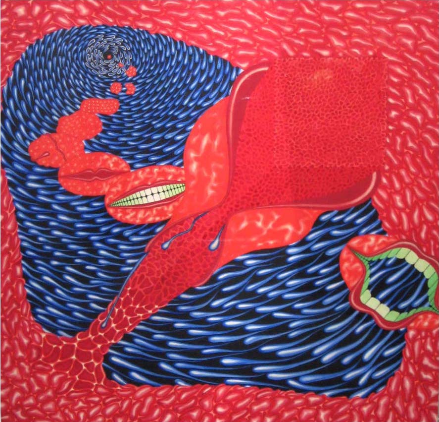 "Kiss," 1971. Gouache on rag board. 25 X 25”