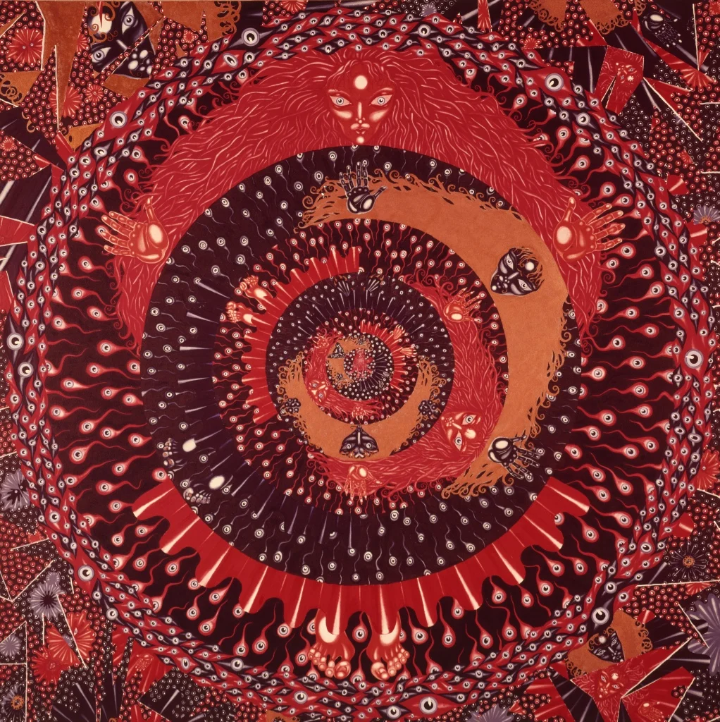 "Queenie," 1971-72. Gouache on rag board. Triptych, center panel. 30 X 30”