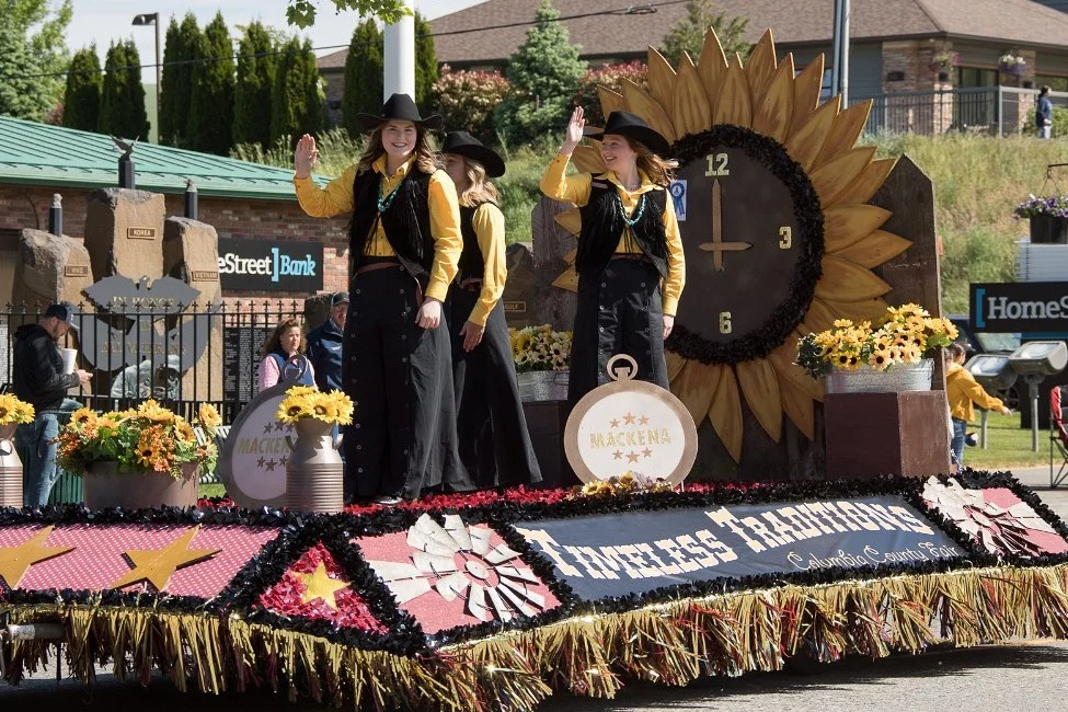 The 2019 Columbia County Fair Court’s Dayton Days Parade Float. They won the 1st Place Blue Ribbon for vehicle entrants.