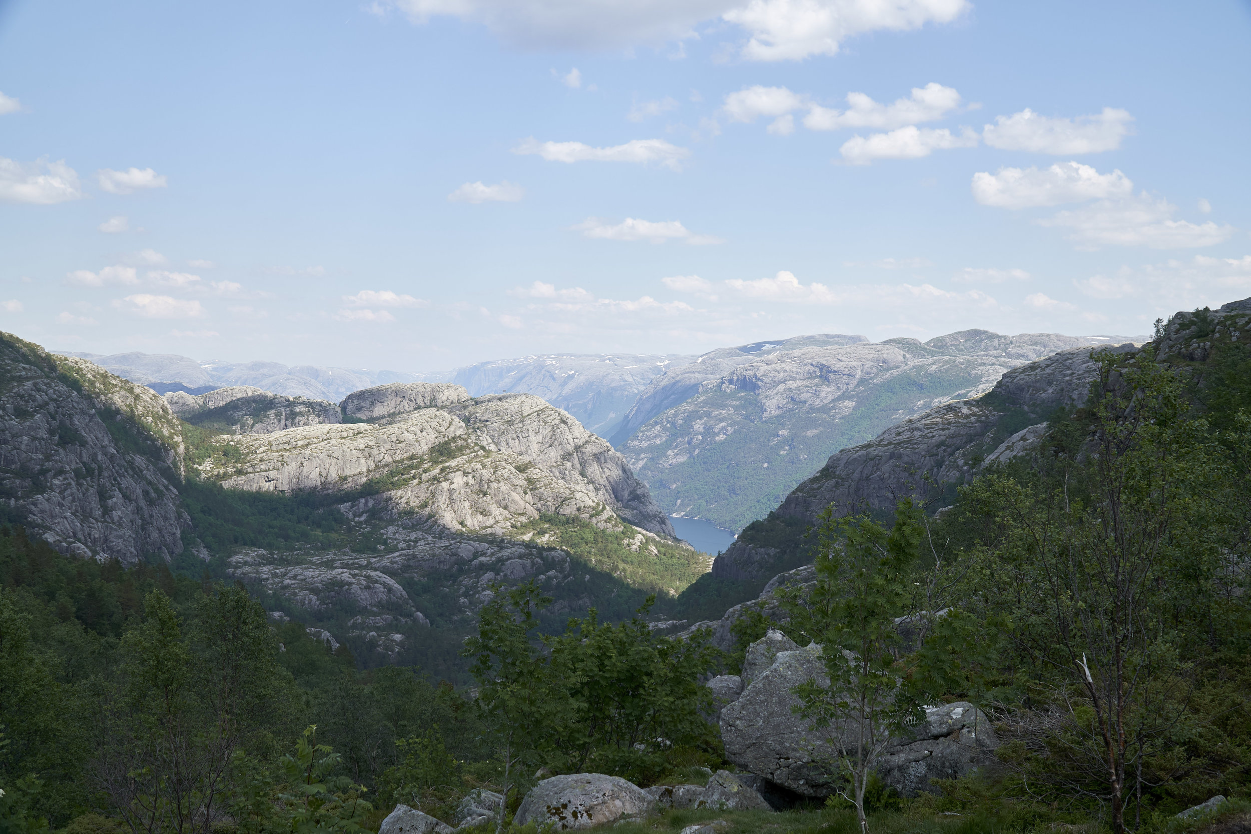  View of the fjord just before the final ascent to Pulpit Rock.  