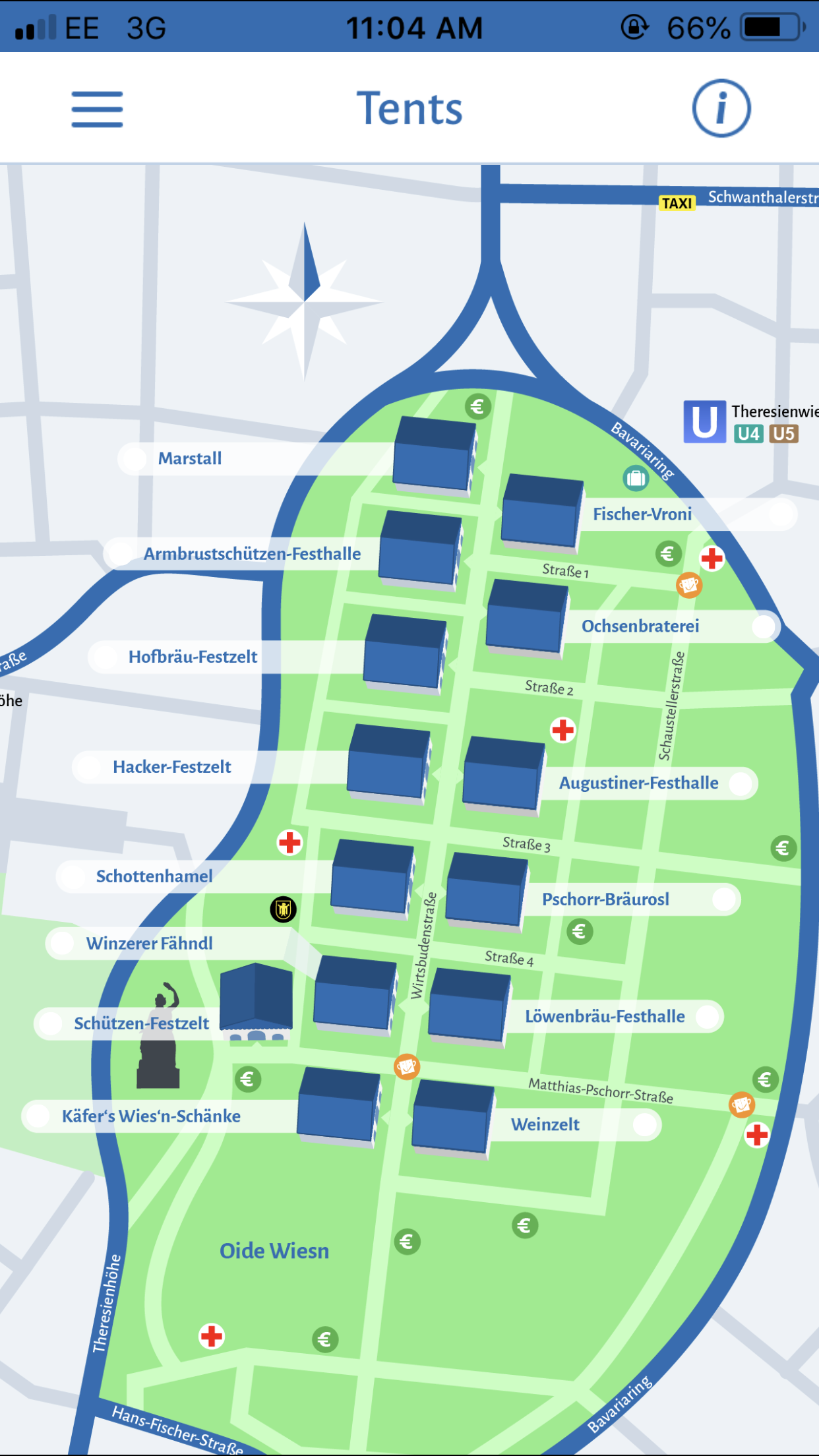 Map of the tents from the app