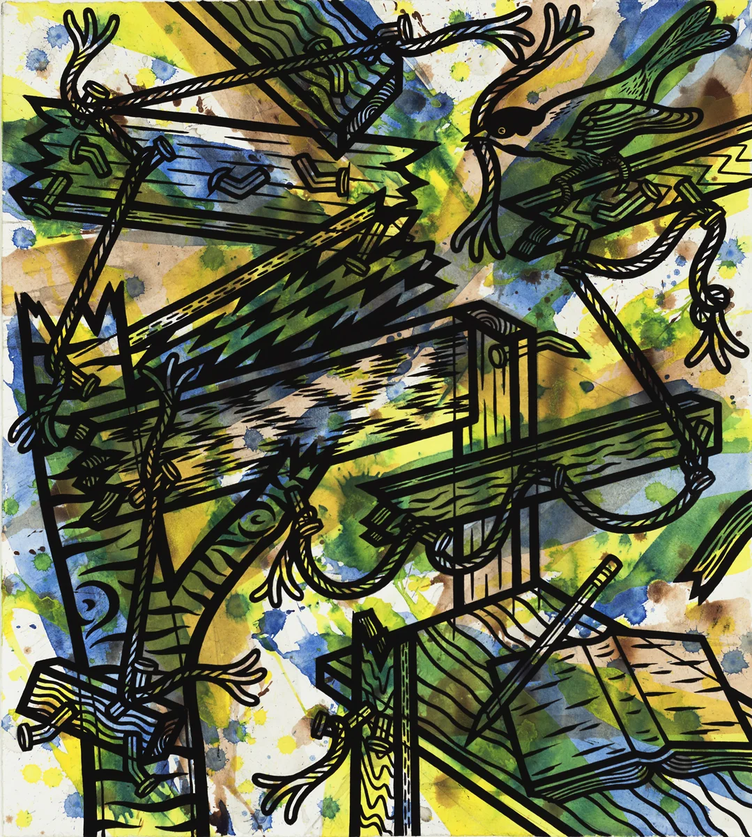 "Corner" ink and watercolor on paper