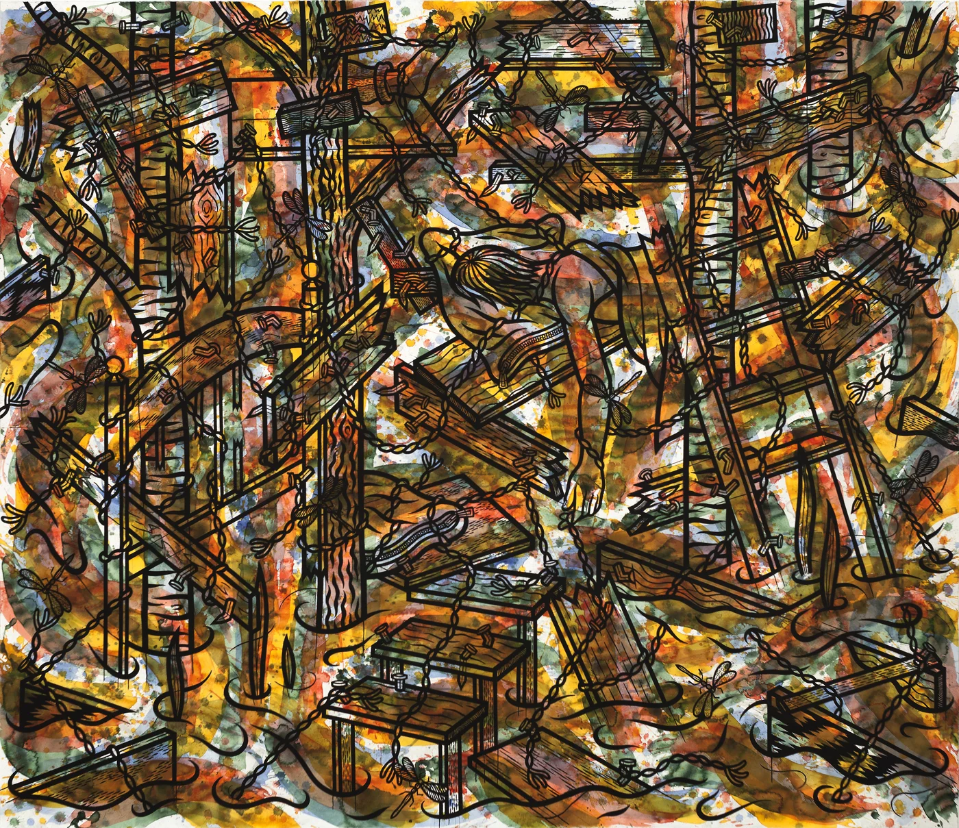 "Rest" ink and watercolor on paper