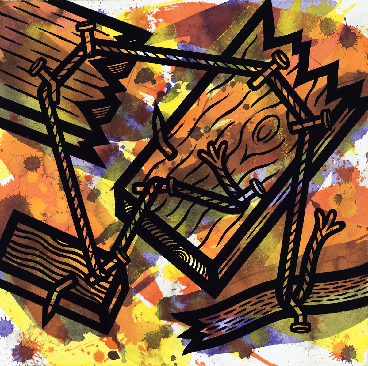 "Thread 2" ink and watercolor on paper