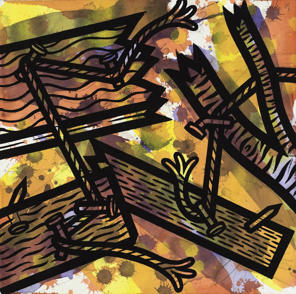 "Thread 4" ink and watercolor on paper